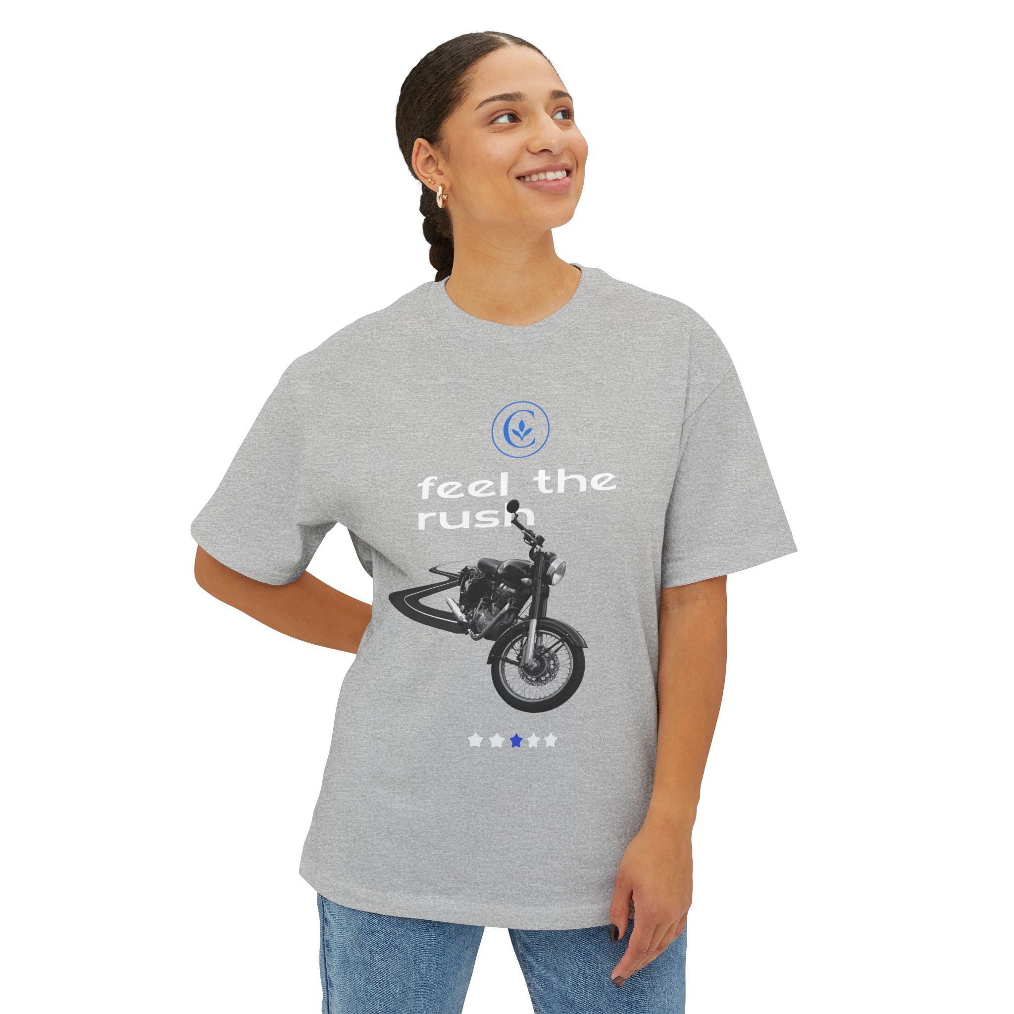 Motorcycle Lovers Boxy Tee - Feel the Rush, Unisex T-Shirt, Biker Gift, Casual Streetwear, Outdoor Adventure Apparel
