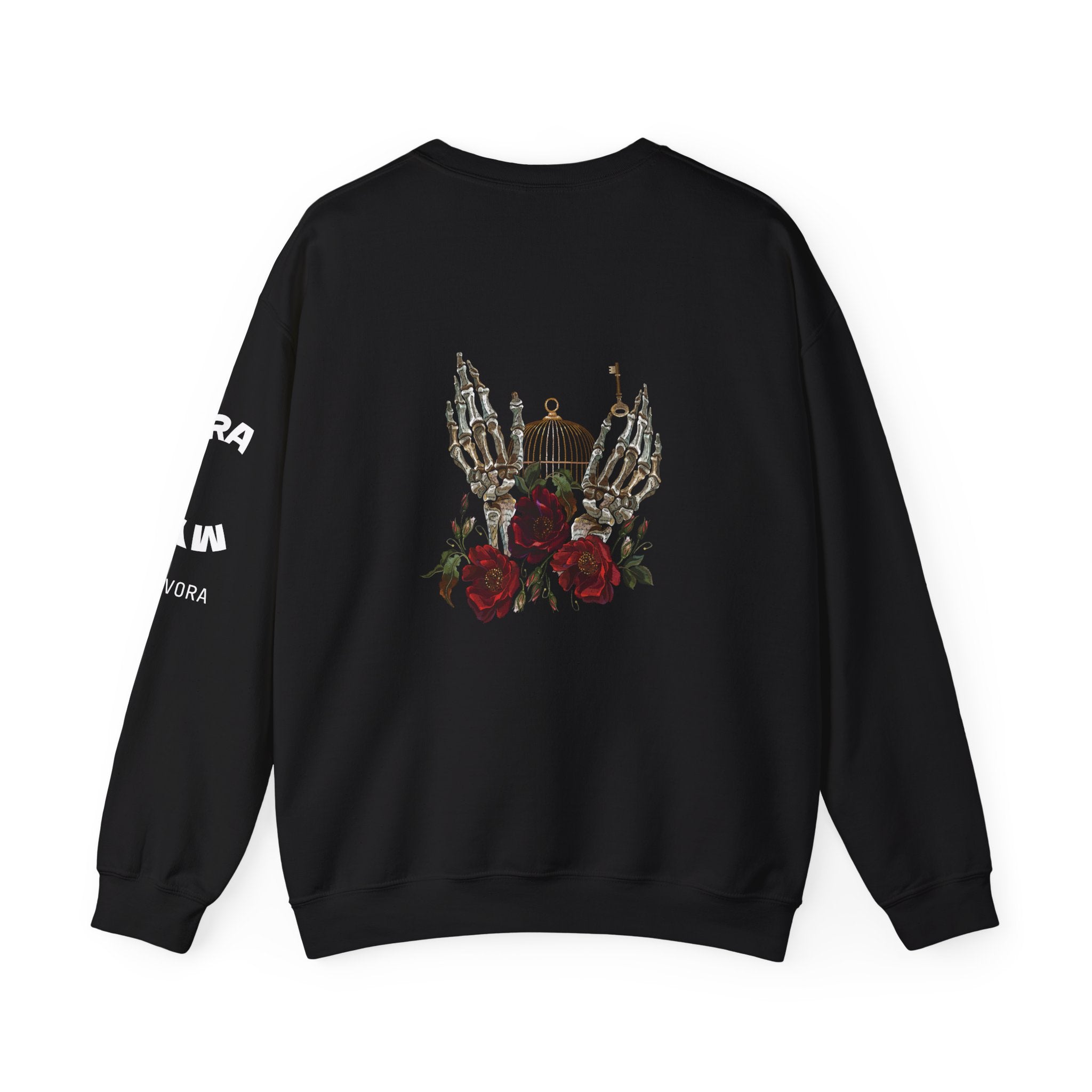 Edgy Floral Skeleton Crewneck Sweatshirt - Unisex Hoodie, Vintage Style Pullover, Boho Apparel, Alternative Fashion, Gift for Her