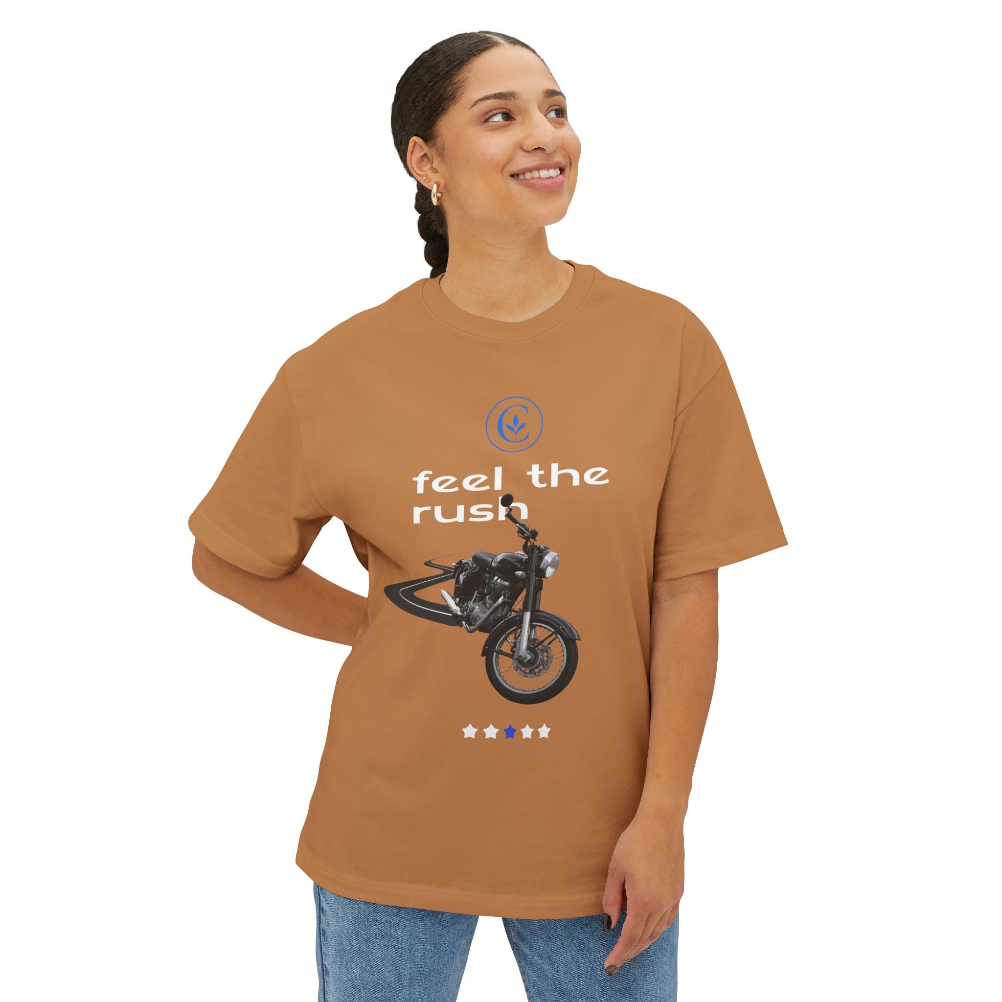 Motorcycle Lovers Boxy Tee - Feel the Rush, Unisex T-Shirt, Biker Gift, Casual Streetwear, Outdoor Adventure Apparel