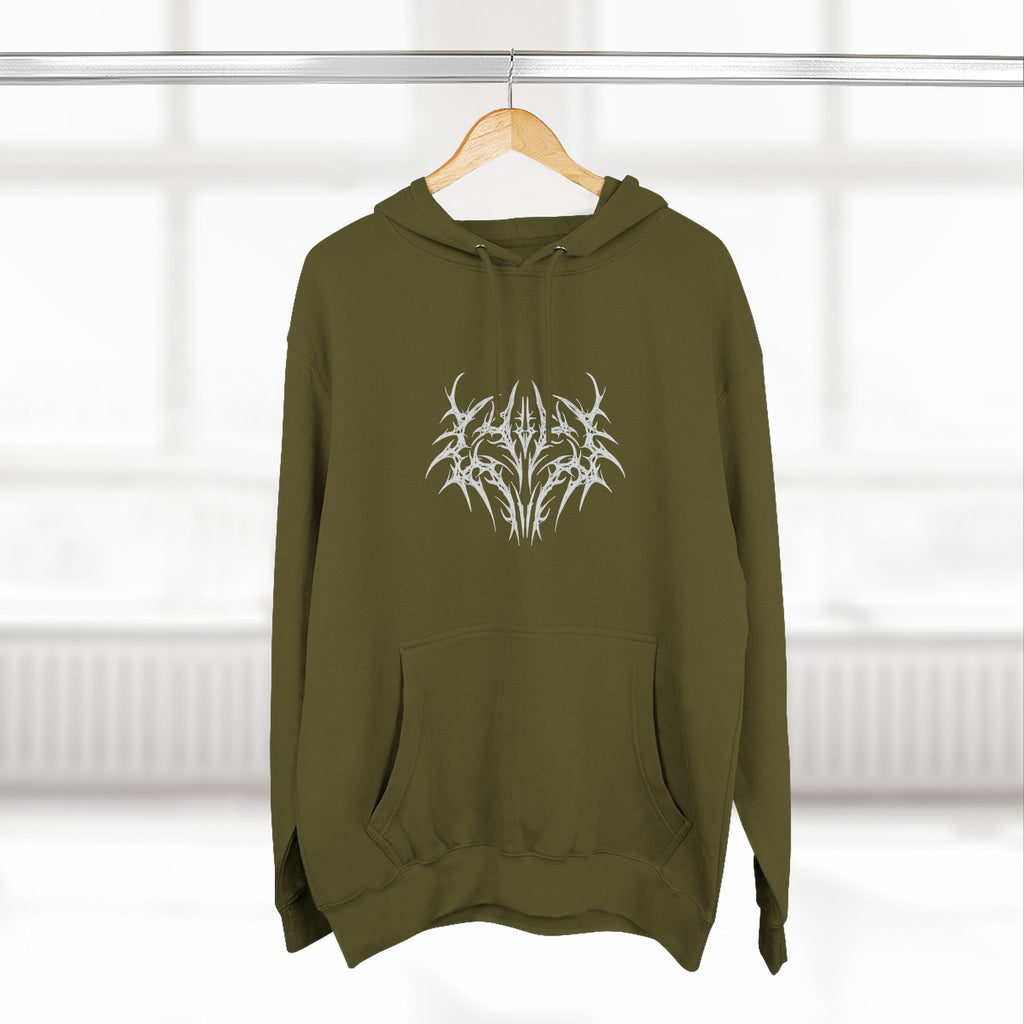 Gothic Three-Panel Fleece Hoodie, Cozy Sweatshirt, Alternative Wear, Cool Casual Style