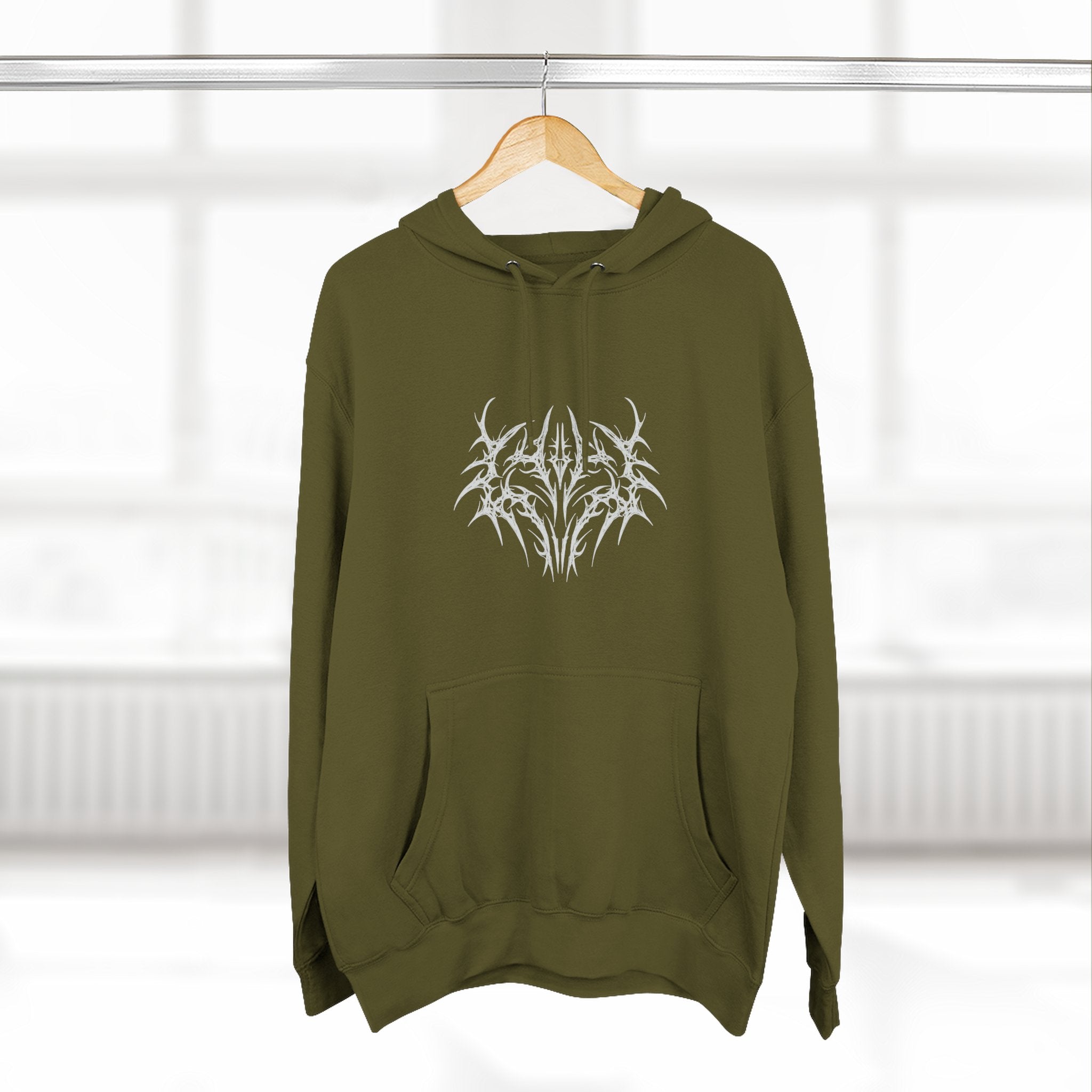 Gothic Three-Panel Fleece Hoodie, Cozy Sweatshirt, Alternative Wear, Cool Casual Style