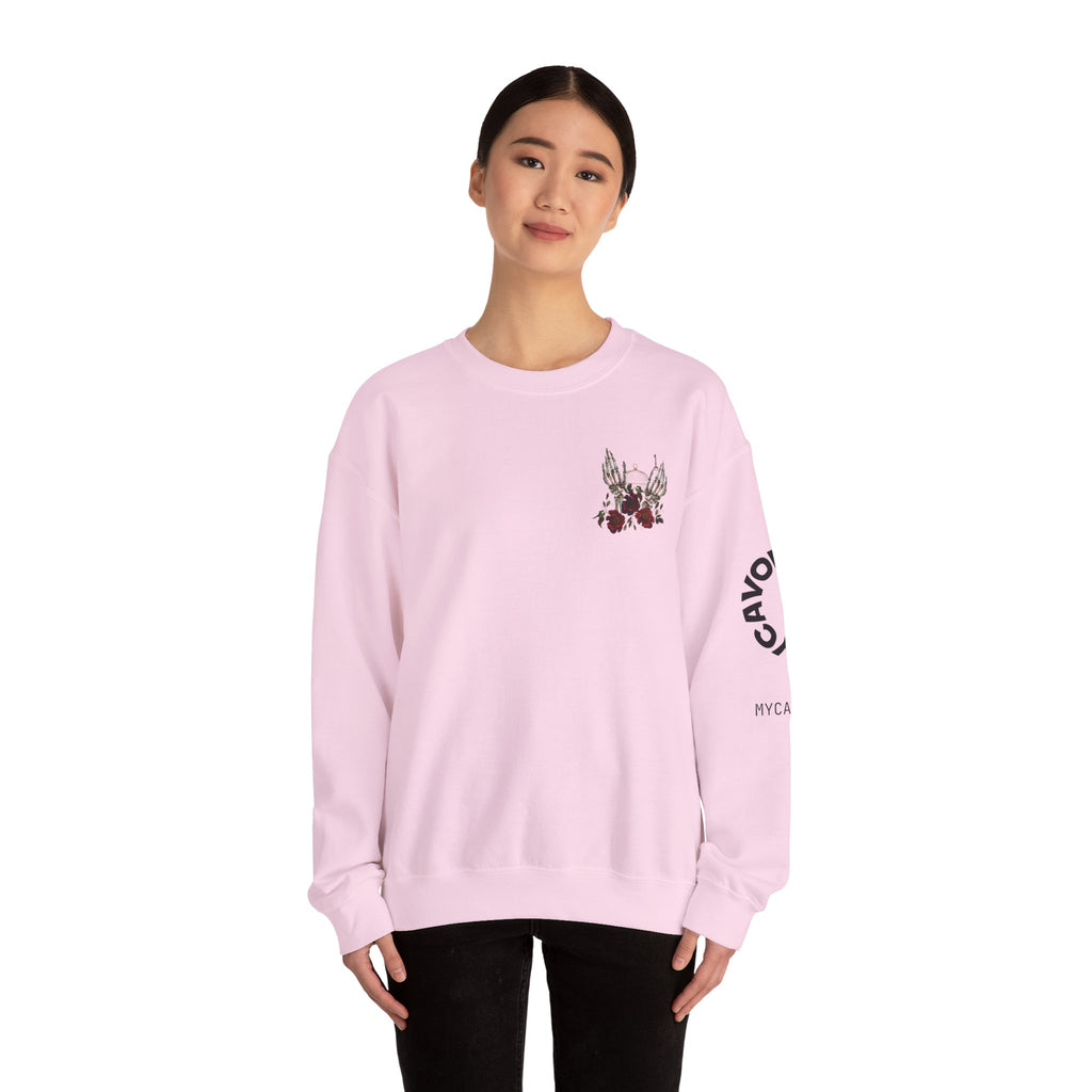 Edgy Floral Skeleton Crewneck Sweatshirt - Unisex Hoodie, Vintage Style Pullover, Boho Apparel, Alternative Fashion, Gift for Her