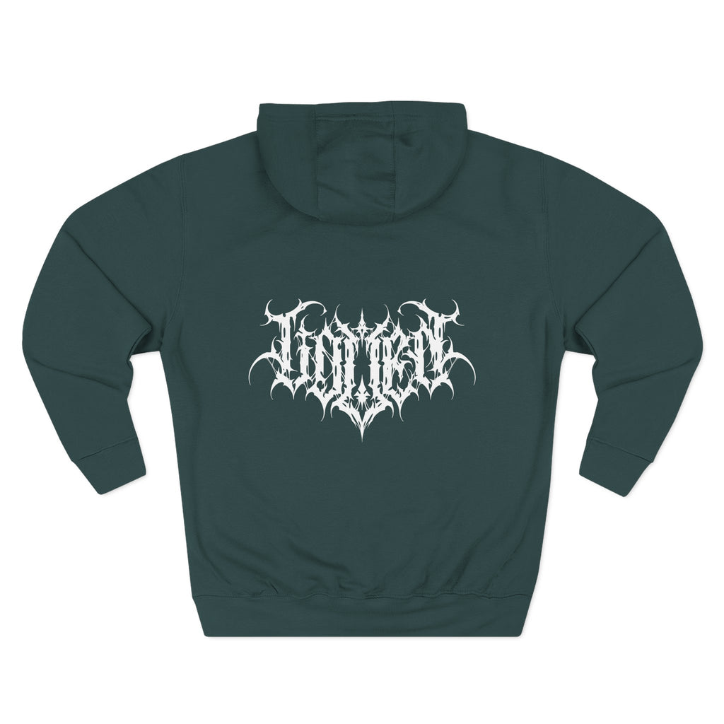 Gothic Three-Panel Fleece Hoodie, Cozy Sweatshirt, Alternative Wear, Cool Casual Style