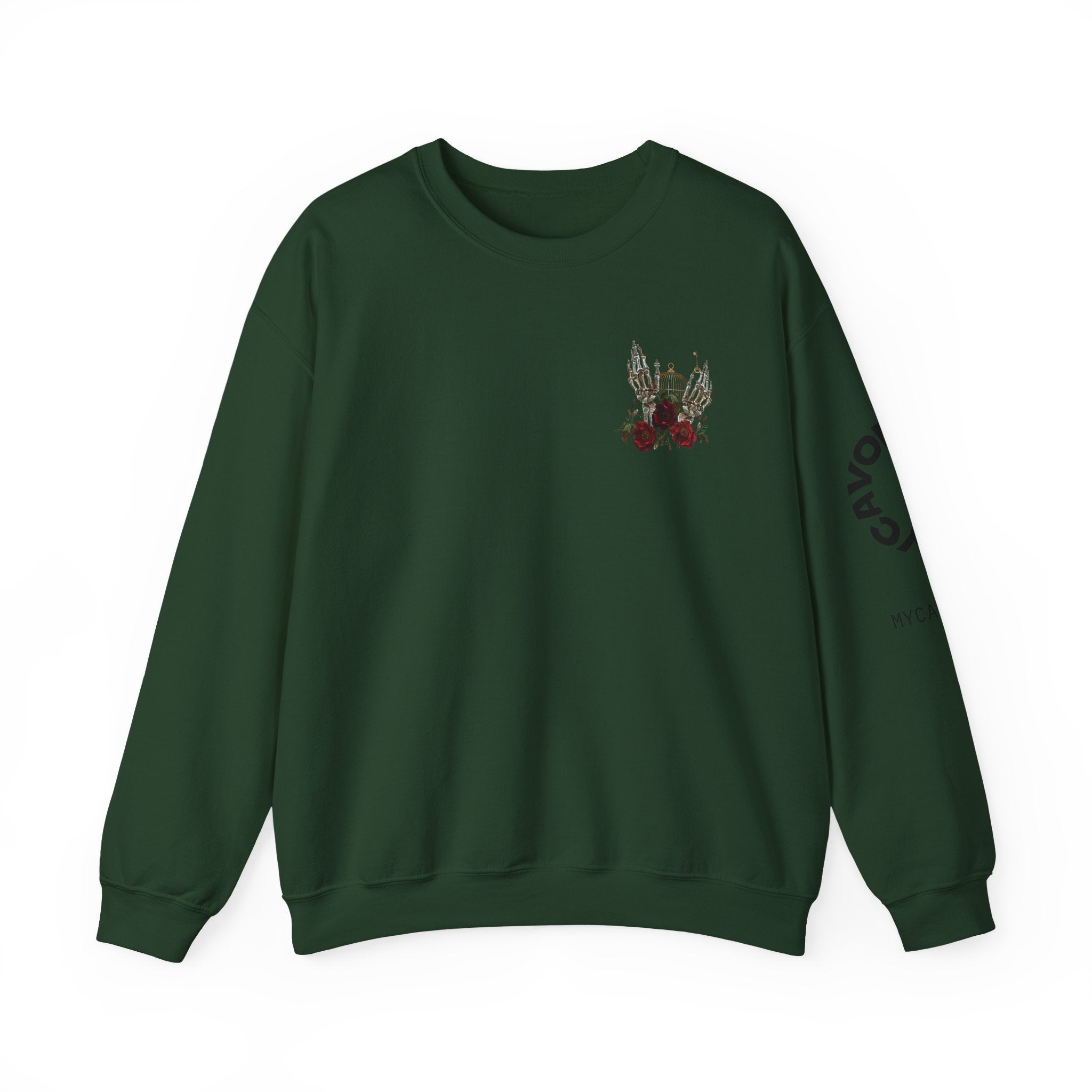 Edgy Floral Skeleton Crewneck Sweatshirt - Unisex Hoodie, Vintage Style Pullover, Boho Apparel, Alternative Fashion, Gift for Her