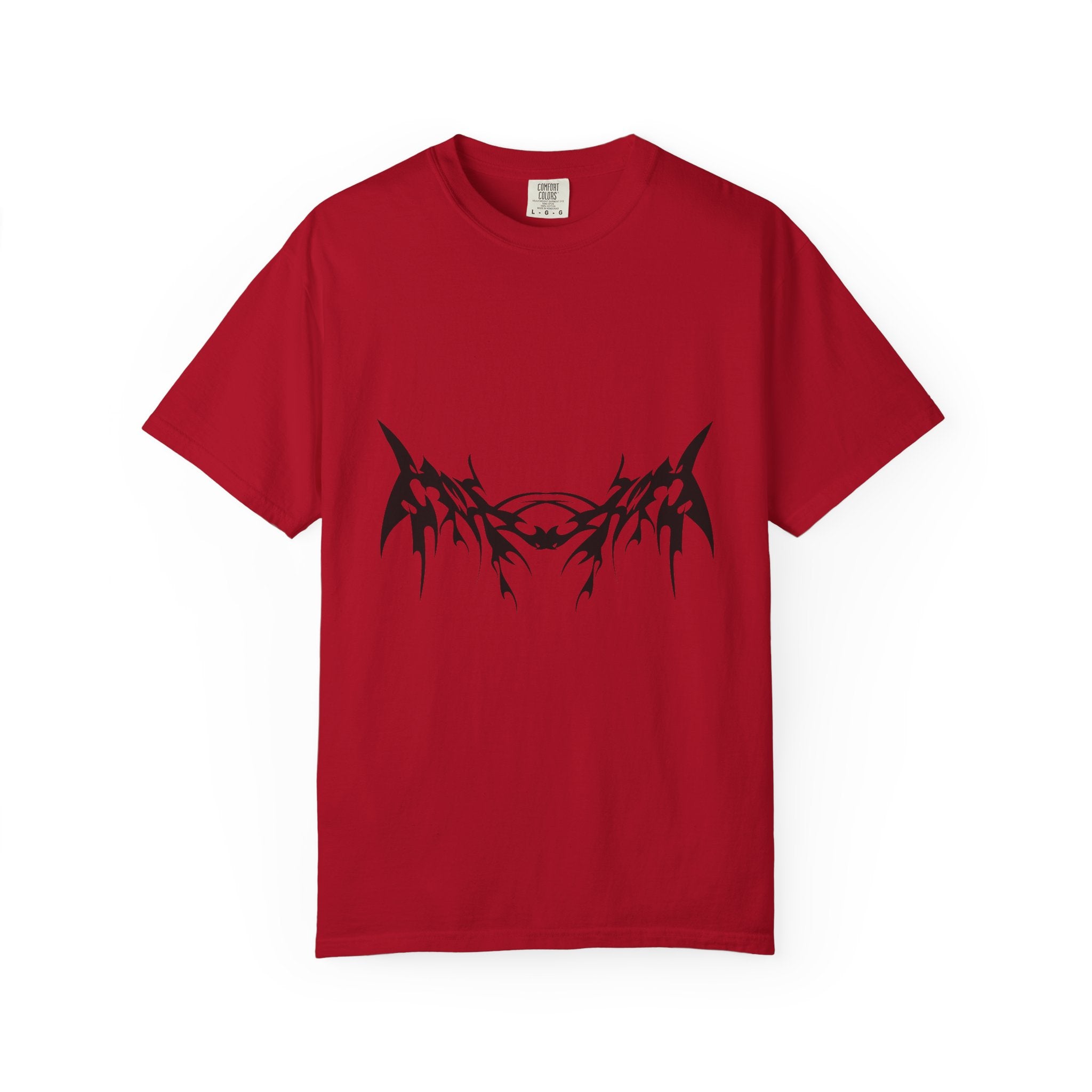 Unisex Garment-Dyed Graphic T-Shirt with Bold Gothic Tribal Design | Casual Wear, Streetwear, Men’s Fashion, Gift for Him, Music Festival T-shirt