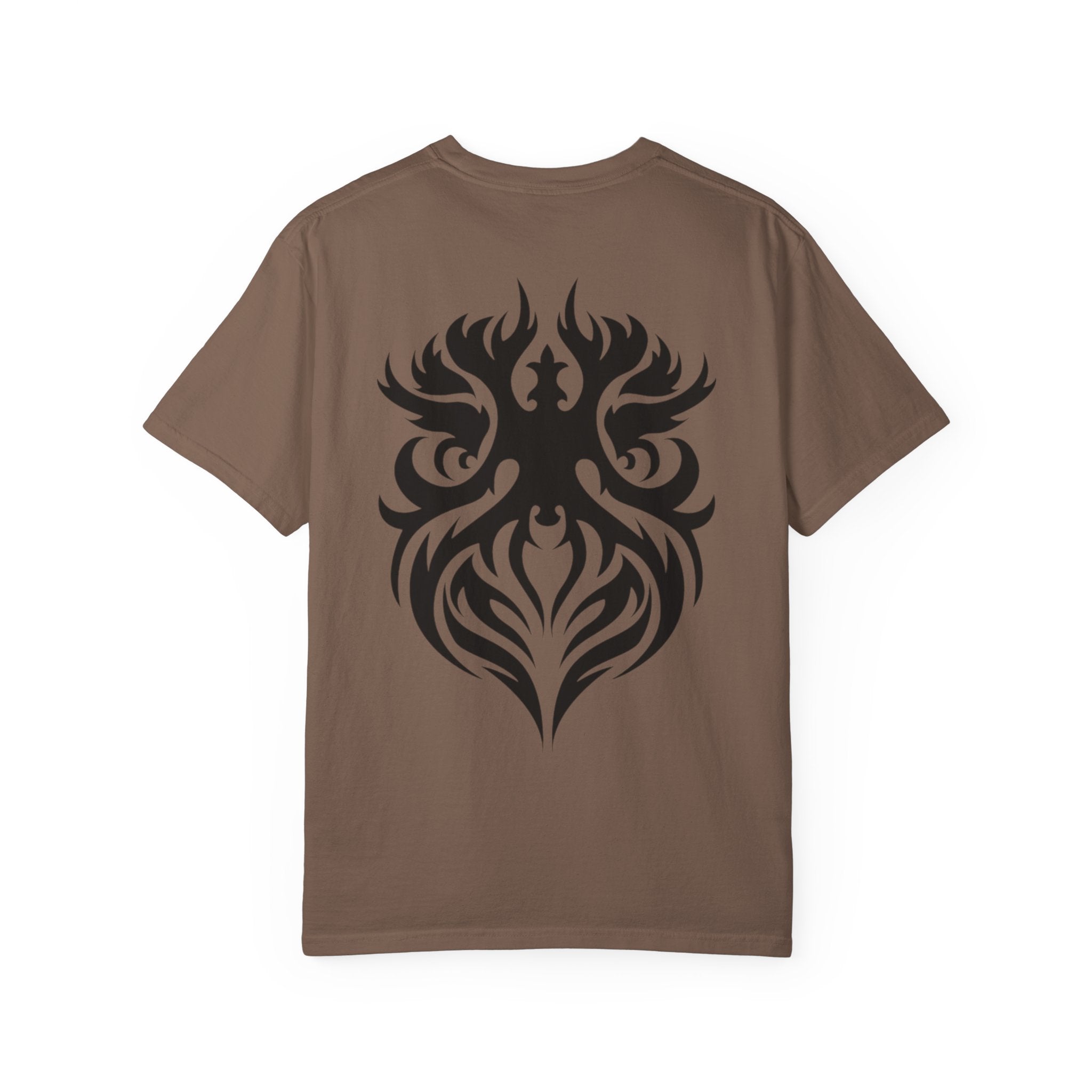 Unisex Garment-Dyed Graphic T-Shirt with Bold Gothic Tribal Design | Casual Wear, Streetwear, Men’s Fashion, Gift for Him, Music Festival T-shirt