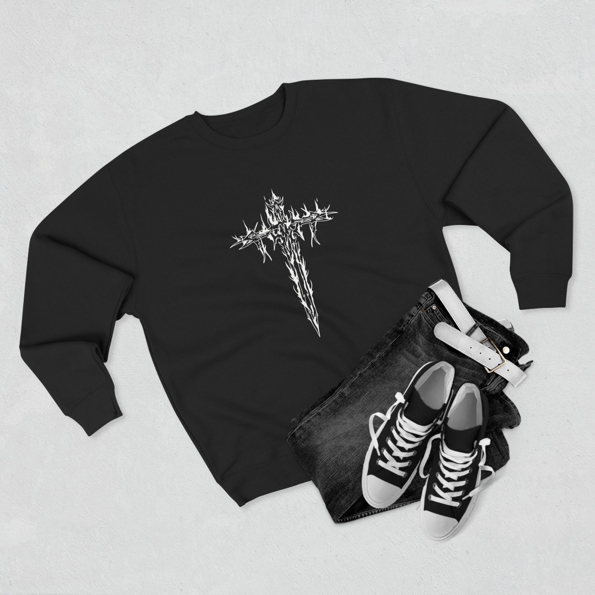 Gothic Graphic Sweatshirt, Unisex Streetwear, Edgy Apparel, Perfect for Concerts, Unique Gift for Him or Her, Casual Wear