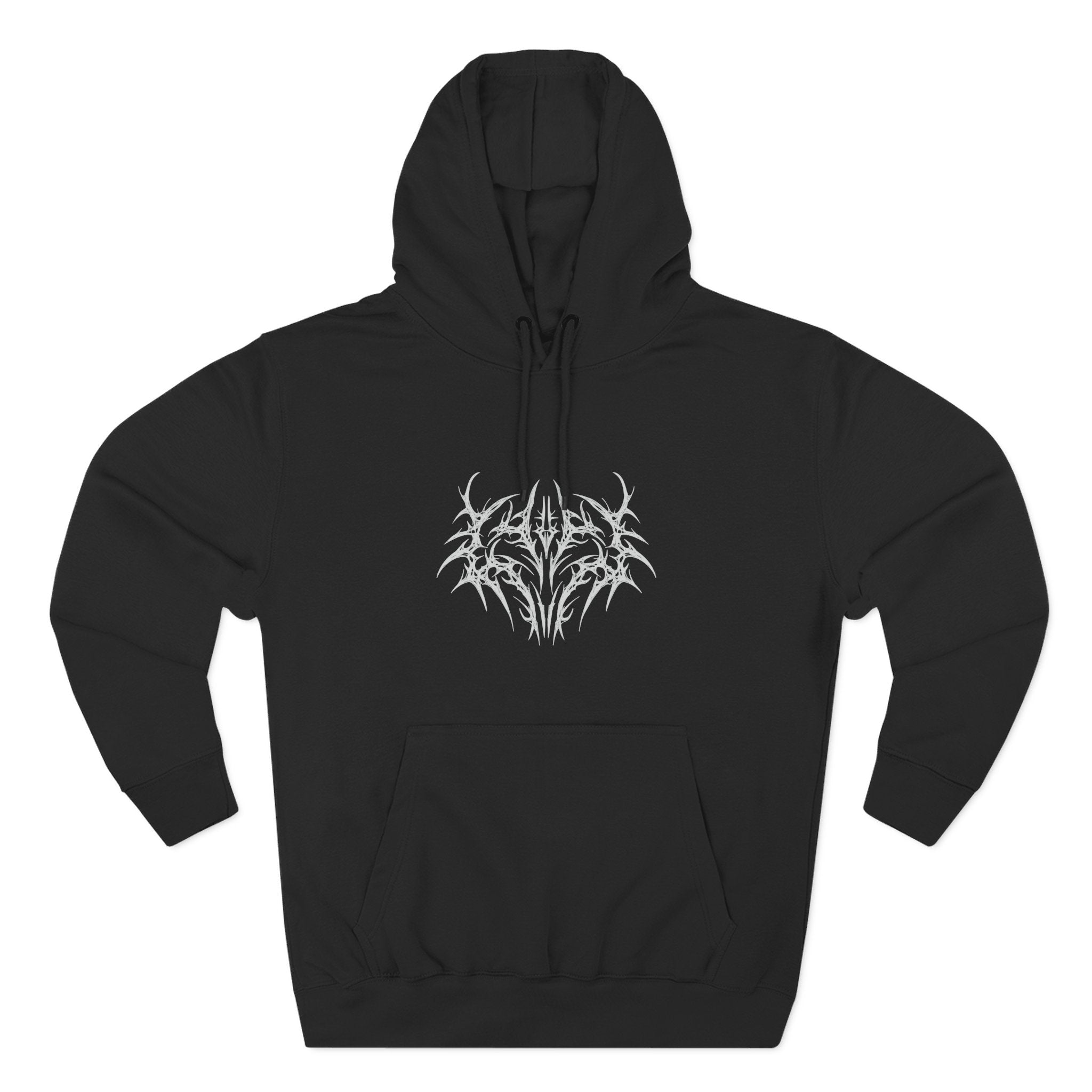 Gothic Three-Panel Fleece Hoodie, Cozy Sweatshirt, Alternative Wear, Cool Casual Style
