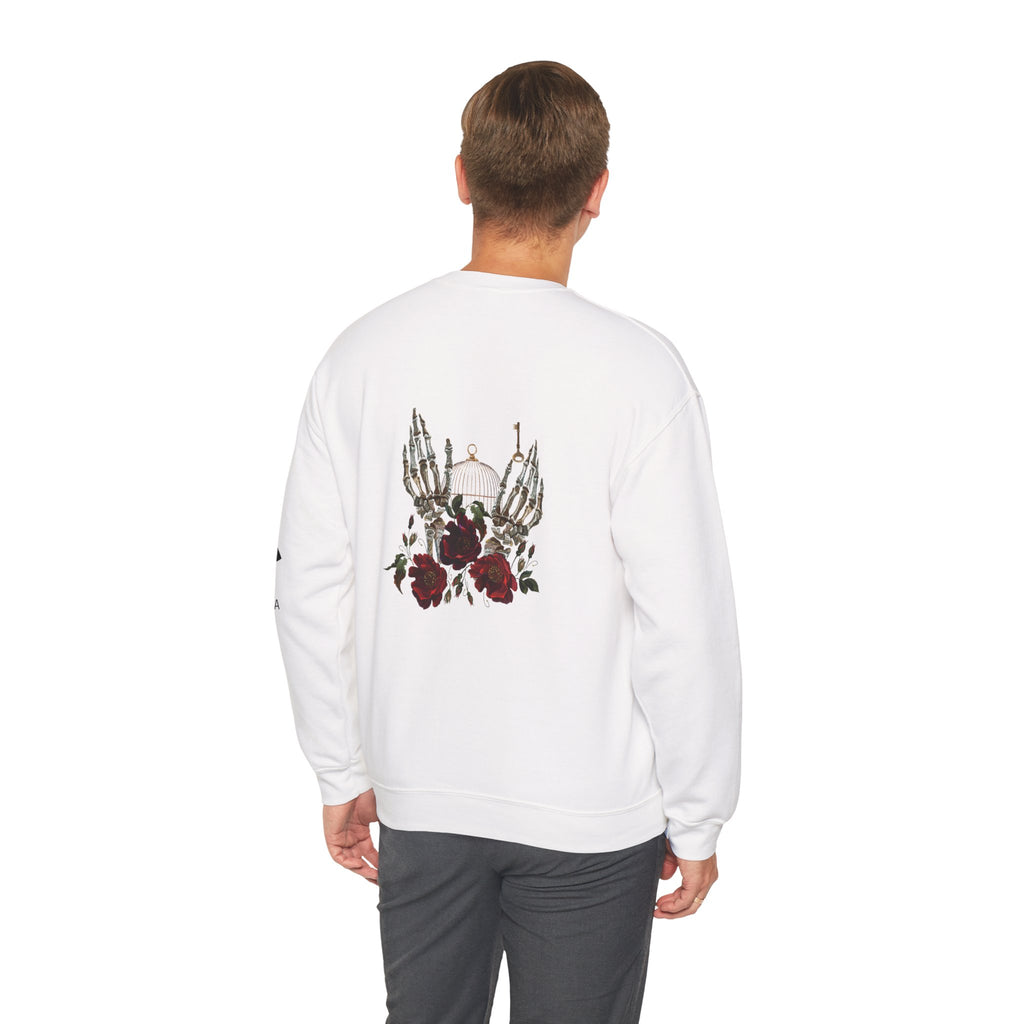 Edgy Floral Skeleton Crewneck Sweatshirt - Unisex Hoodie, Vintage Style Pullover, Boho Apparel, Alternative Fashion, Gift for Her