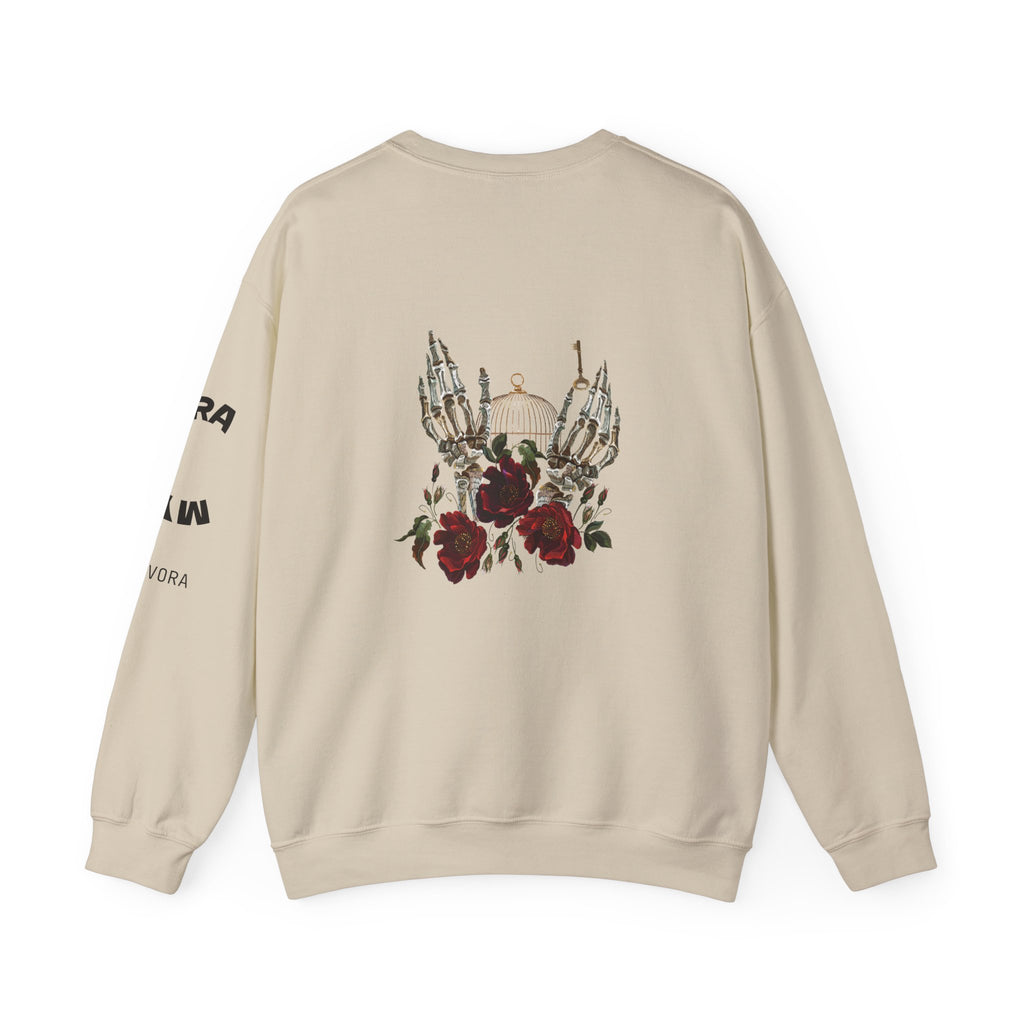 Edgy Floral Skeleton Crewneck Sweatshirt - Unisex Hoodie, Vintage Style Pullover, Boho Apparel, Alternative Fashion, Gift for Her