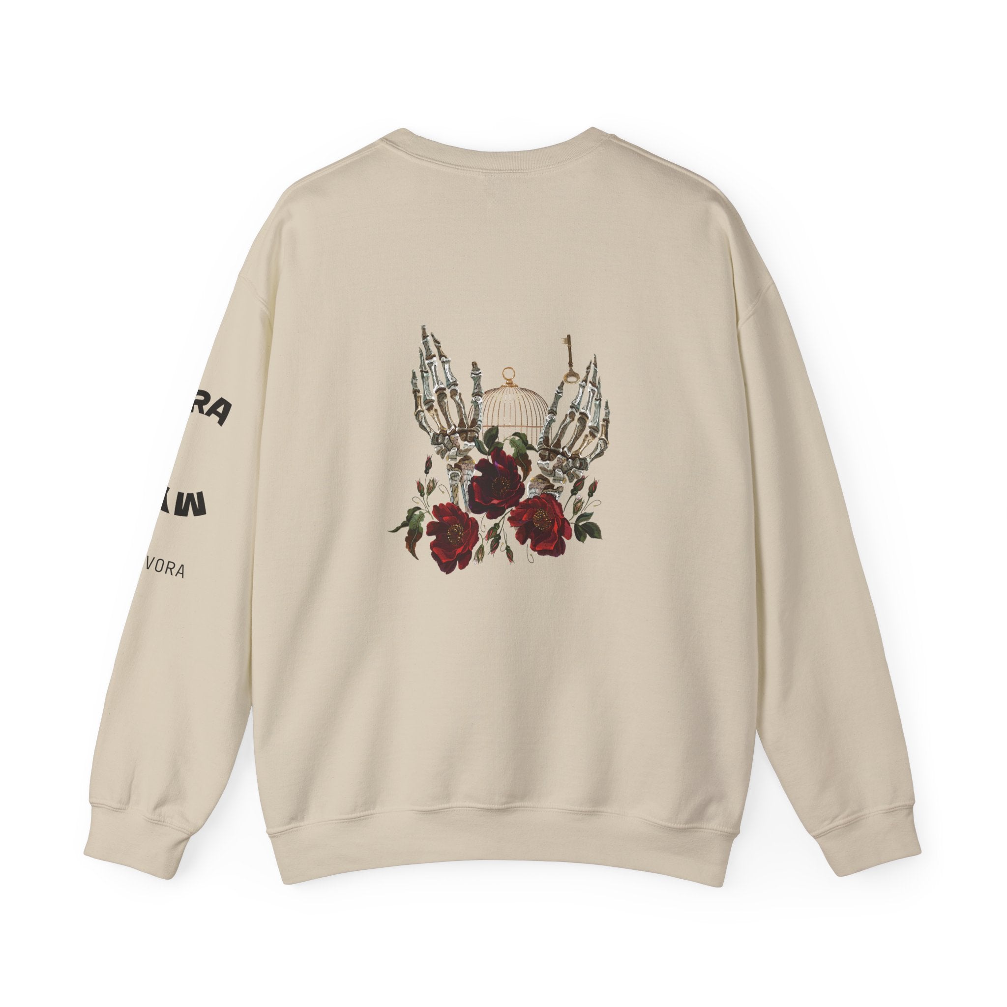 Edgy Floral Skeleton Crewneck Sweatshirt - Unisex Hoodie, Vintage Style Pullover, Boho Apparel, Alternative Fashion, Gift for Her