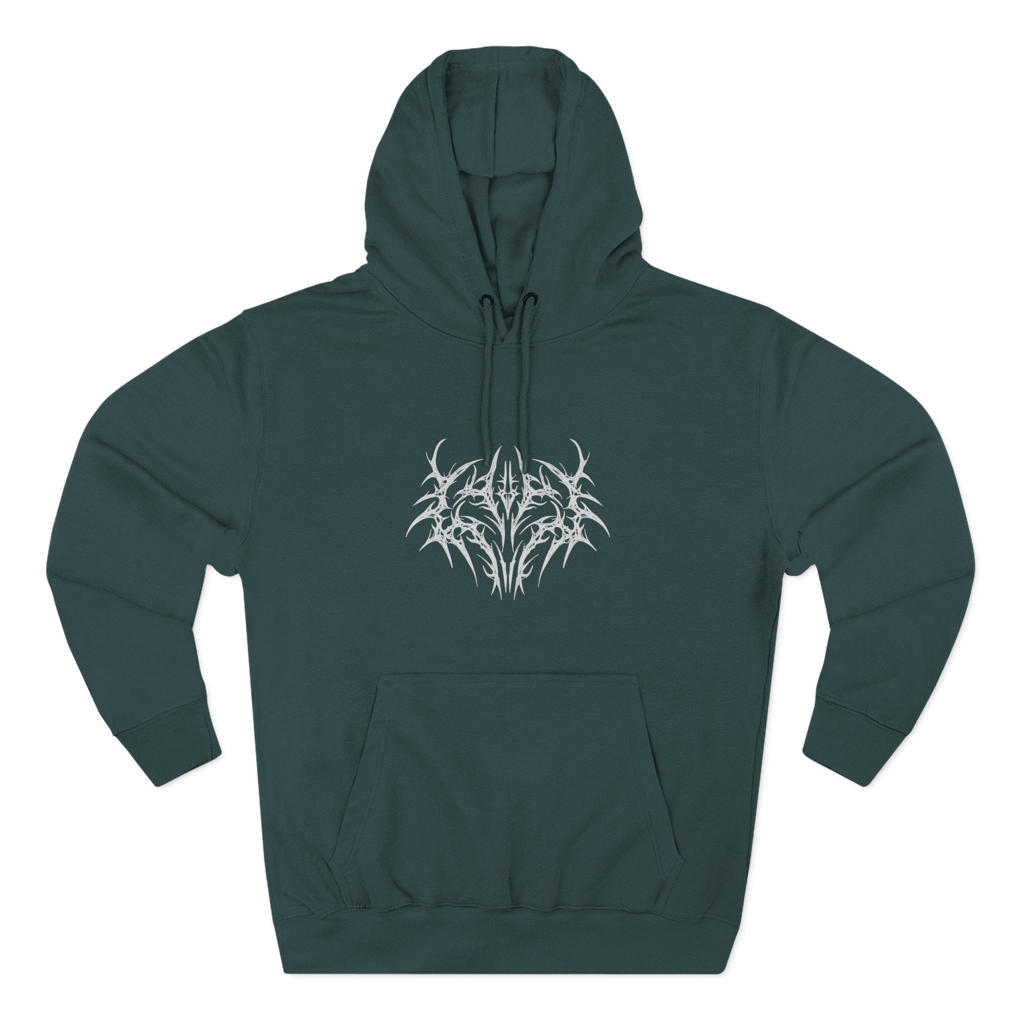 Gothic Three-Panel Fleece Hoodie, Cozy Sweatshirt, Alternative Wear, Cool Casual Style