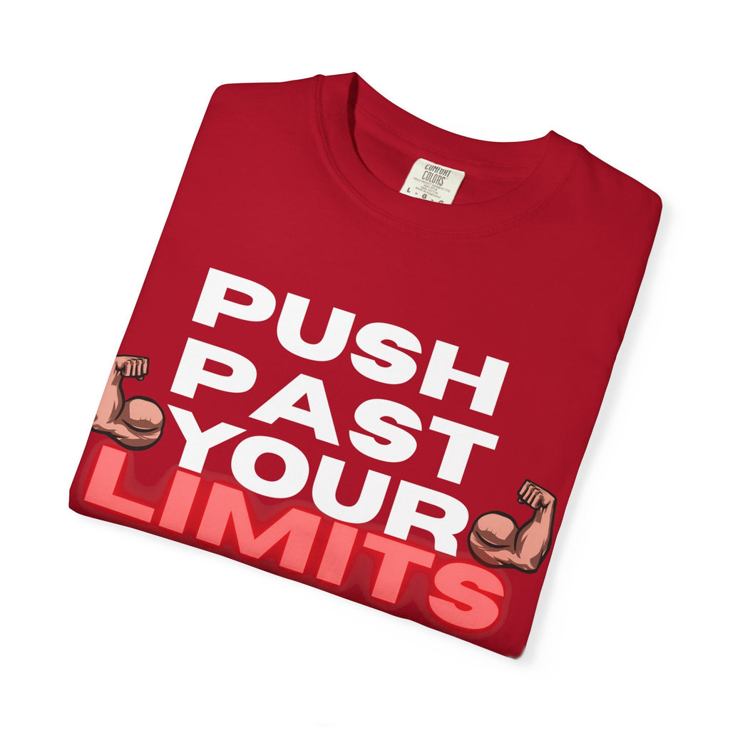Unisex Motivational T-Shirt - "Push Past Your Limits" - Fitness Apparel, Workout Tee, Gym Wear, Gift for Him/Her, Inspirational Gift