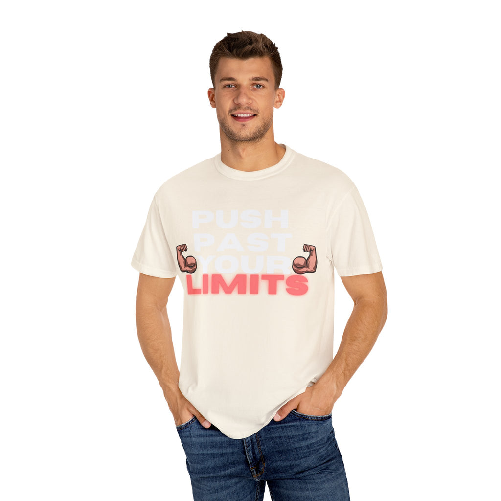 Unisex Motivational T-Shirt - "Push Past Your Limits" - Fitness Apparel, Workout Tee, Gym Wear, Gift for Him/Her, Inspirational Gift