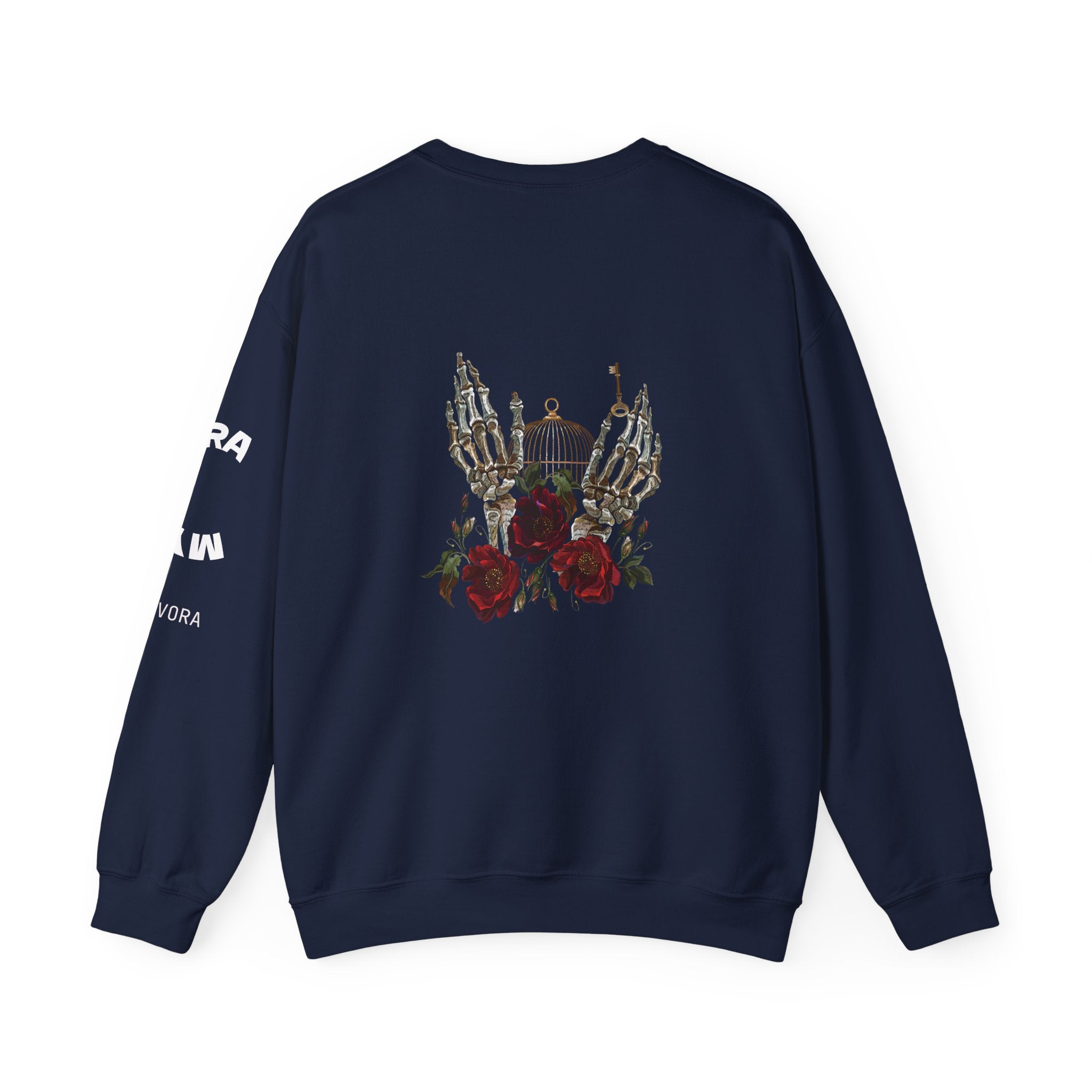 Edgy Floral Skeleton Crewneck Sweatshirt - Unisex Hoodie, Vintage Style Pullover, Boho Apparel, Alternative Fashion, Gift for Her