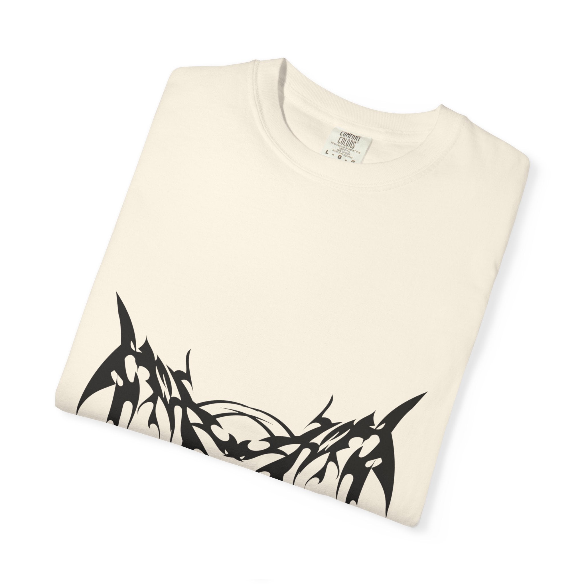 Unisex Garment-Dyed Graphic T-Shirt with Bold Gothic Tribal Design | Casual Wear, Streetwear, Men’s Fashion, Gift for Him, Music Festival T-shirt