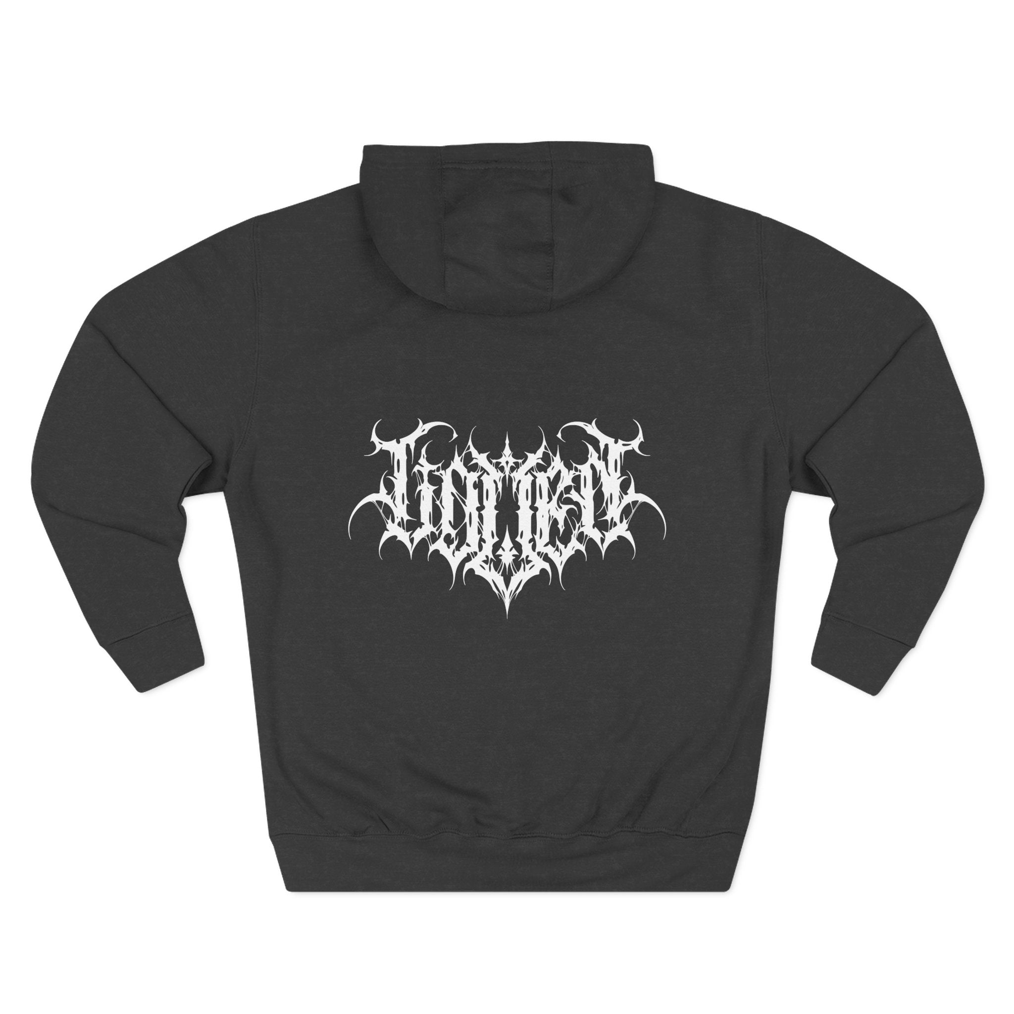 Gothic Three-Panel Fleece Hoodie, Cozy Sweatshirt, Alternative Wear, Cool Casual Style