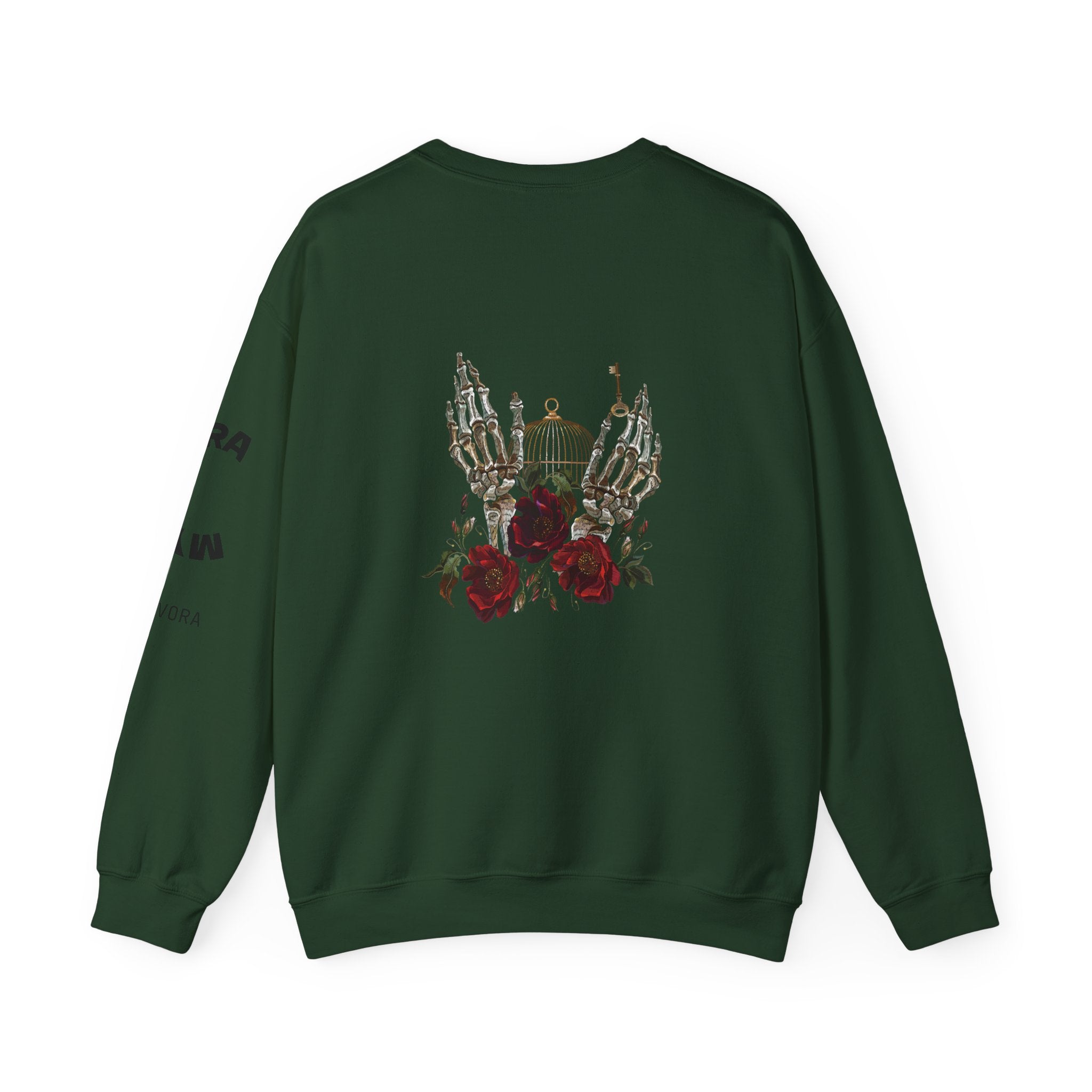 Edgy Floral Skeleton Crewneck Sweatshirt - Unisex Hoodie, Vintage Style Pullover, Boho Apparel, Alternative Fashion, Gift for Her