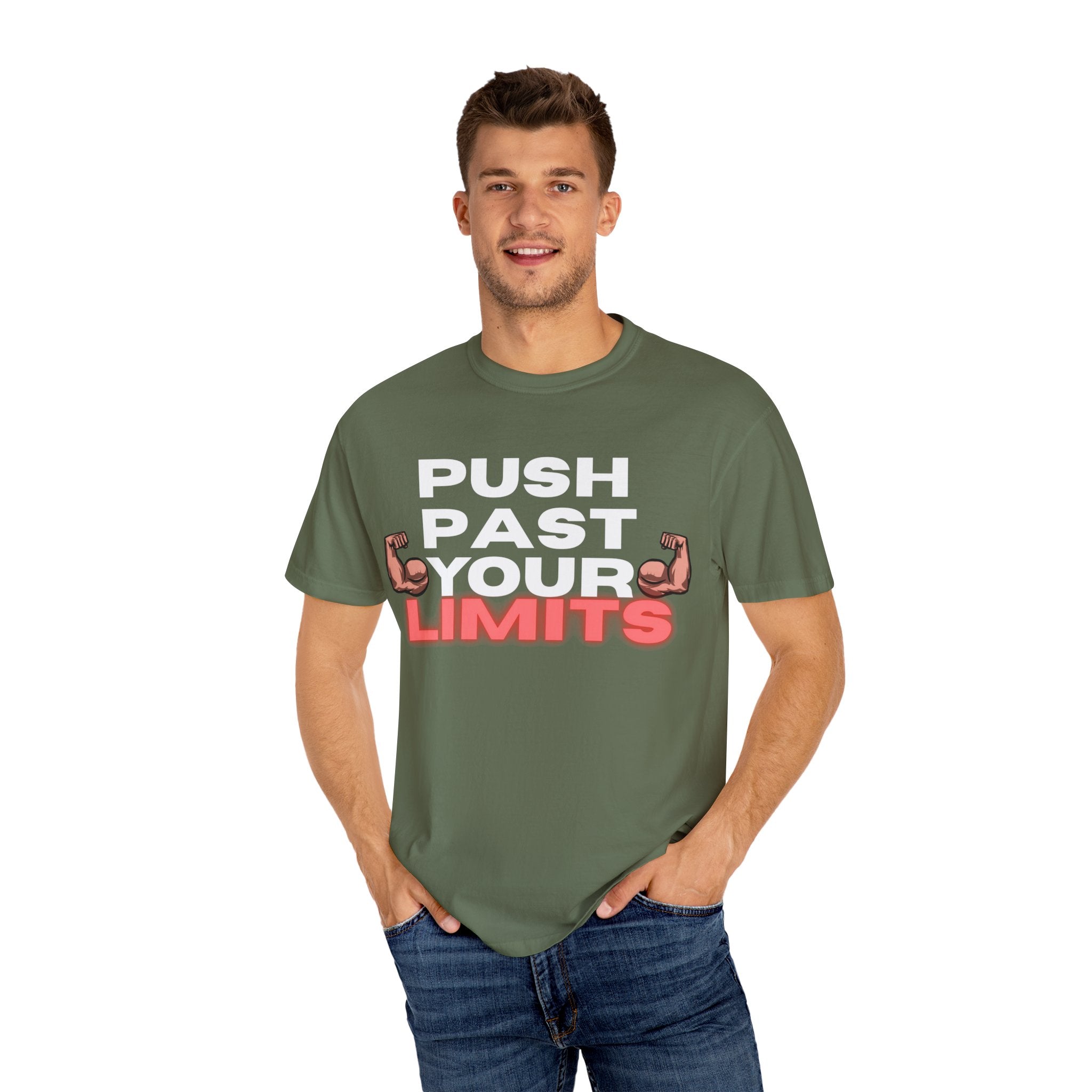 Unisex Motivational T-Shirt - "Push Past Your Limits" - Fitness Apparel, Workout Tee, Gym Wear, Gift for Him/Her, Inspirational Gift
