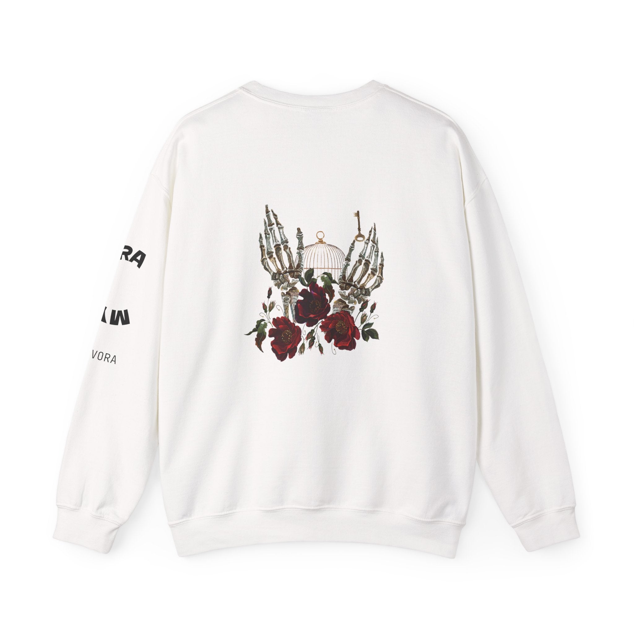 Edgy Floral Skeleton Crewneck Sweatshirt - Unisex Hoodie, Vintage Style Pullover, Boho Apparel, Alternative Fashion, Gift for Her