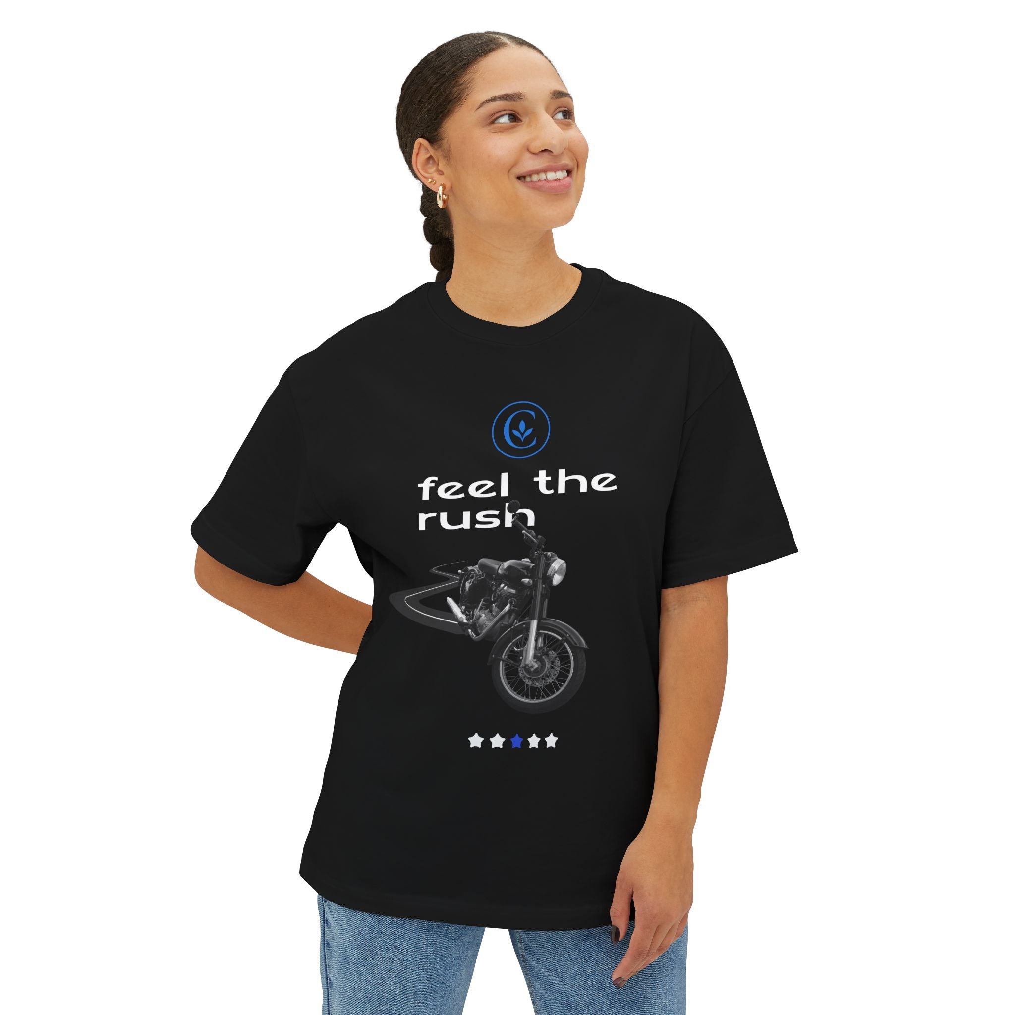 Motorcycle Lovers Boxy Tee - Feel the Rush, Unisex T-Shirt, Biker Gift, Casual Streetwear, Outdoor Adventure Apparel