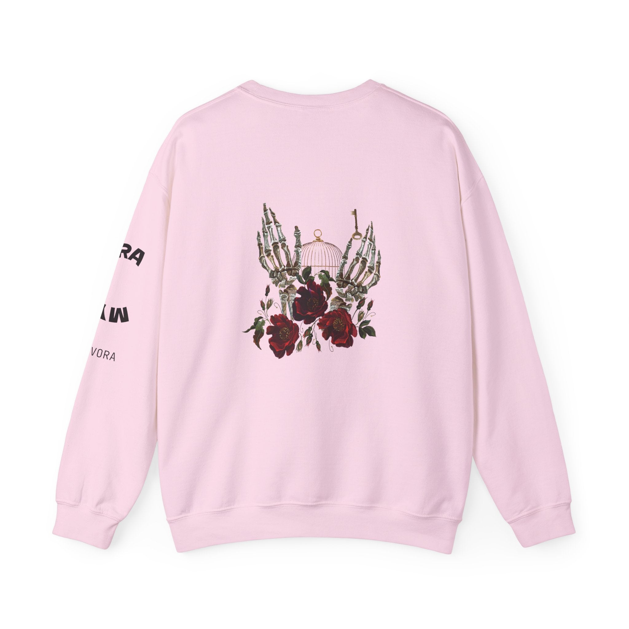 Edgy Floral Skeleton Crewneck Sweatshirt - Unisex Hoodie, Vintage Style Pullover, Boho Apparel, Alternative Fashion, Gift for Her