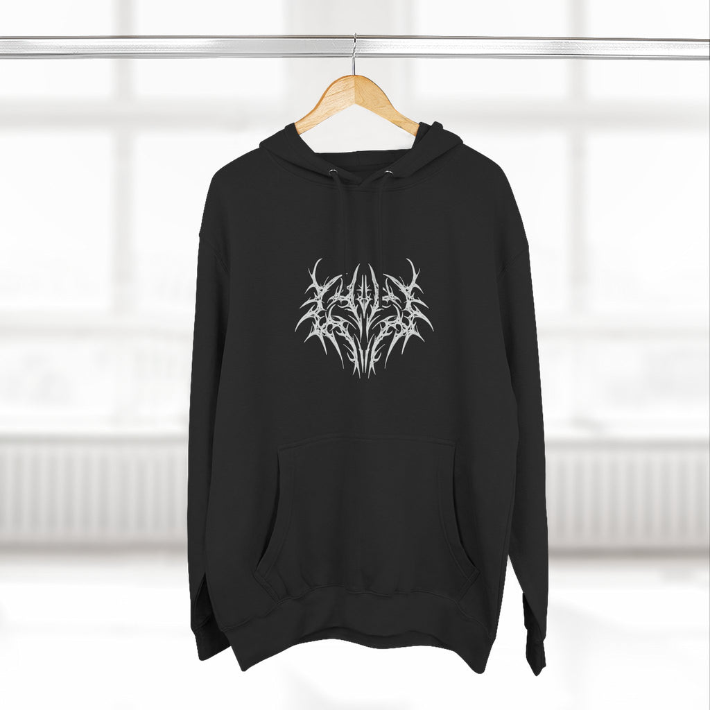 Gothic Three-Panel Fleece Hoodie, Cozy Sweatshirt, Alternative Wear, Cool Casual Style