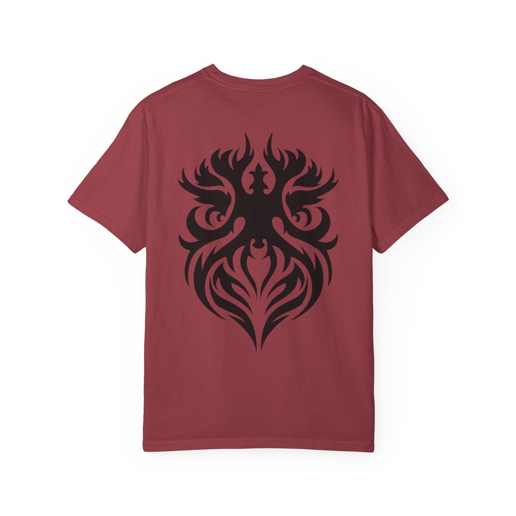 Unisex Garment-Dyed Graphic T-Shirt with Bold Gothic Tribal Design | Casual Wear, Streetwear, Men’s Fashion, Gift for Him, Music Festival T-shirt