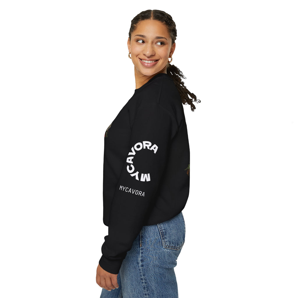 Edgy Floral Skeleton Crewneck Sweatshirt - Unisex Hoodie, Vintage Style Pullover, Boho Apparel, Alternative Fashion, Gift for Her