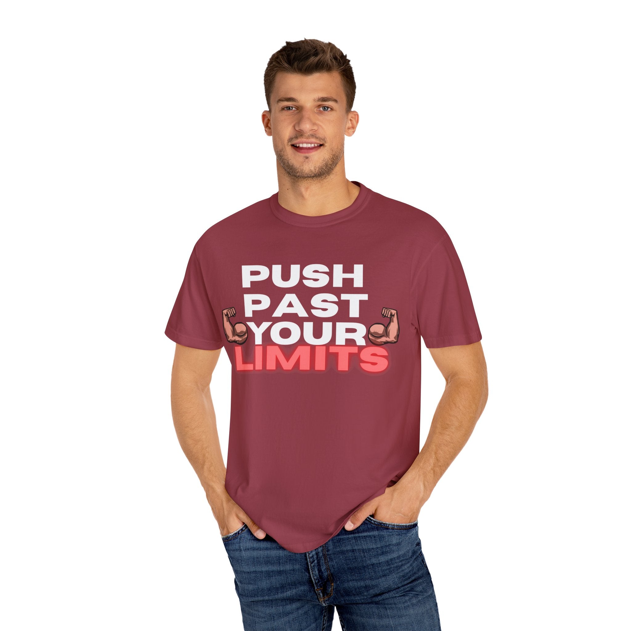 Unisex Motivational T-Shirt - "Push Past Your Limits" - Fitness Apparel, Workout Tee, Gym Wear, Gift for Him/Her, Inspirational Gift