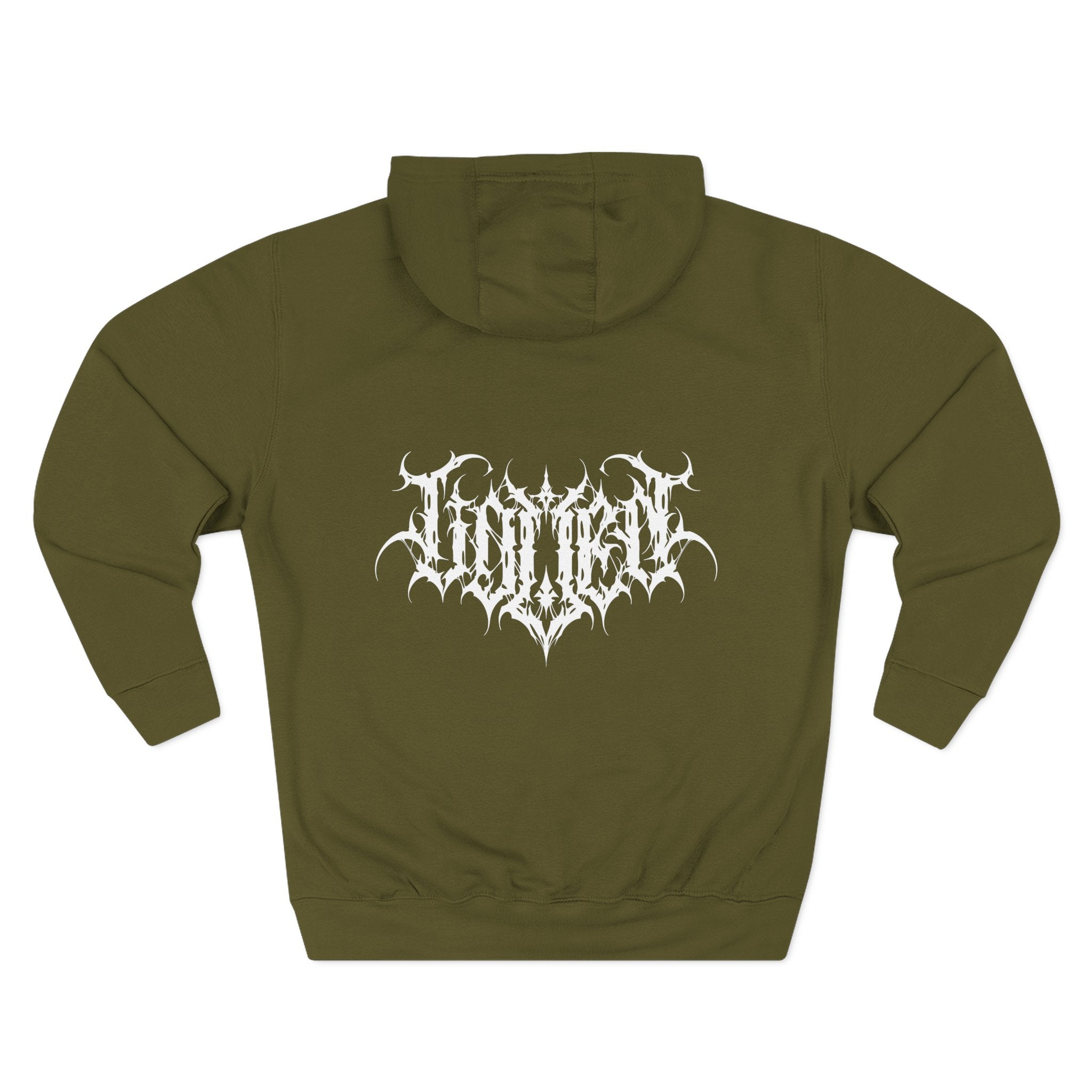 Gothic Three-Panel Fleece Hoodie, Cozy Sweatshirt, Alternative Wear, Cool Casual Style