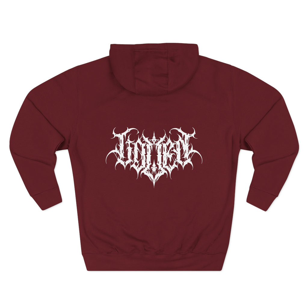 Gothic Three-Panel Fleece Hoodie, Cozy Sweatshirt, Alternative Wear, Cool Casual Style