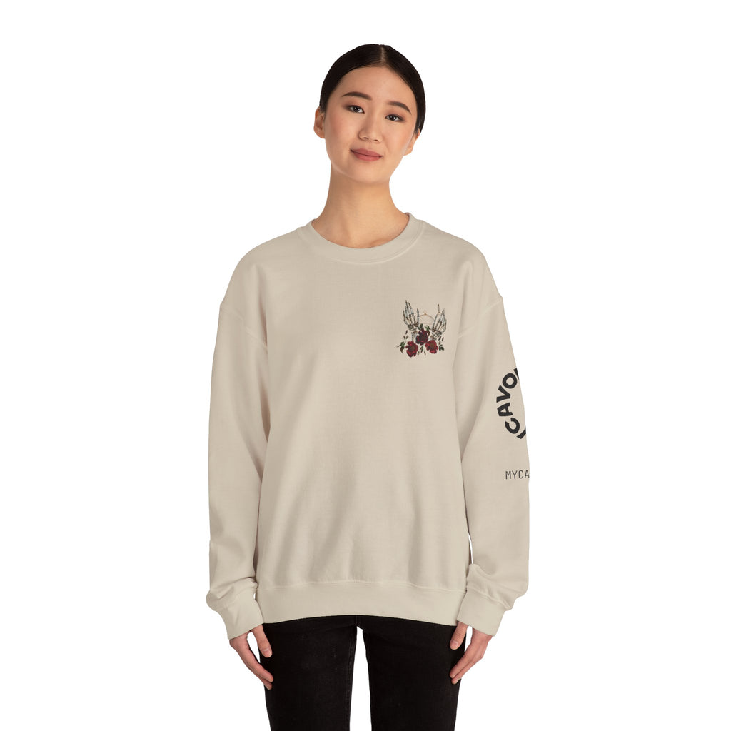 Edgy Floral Skeleton Crewneck Sweatshirt - Unisex Hoodie, Vintage Style Pullover, Boho Apparel, Alternative Fashion, Gift for Her