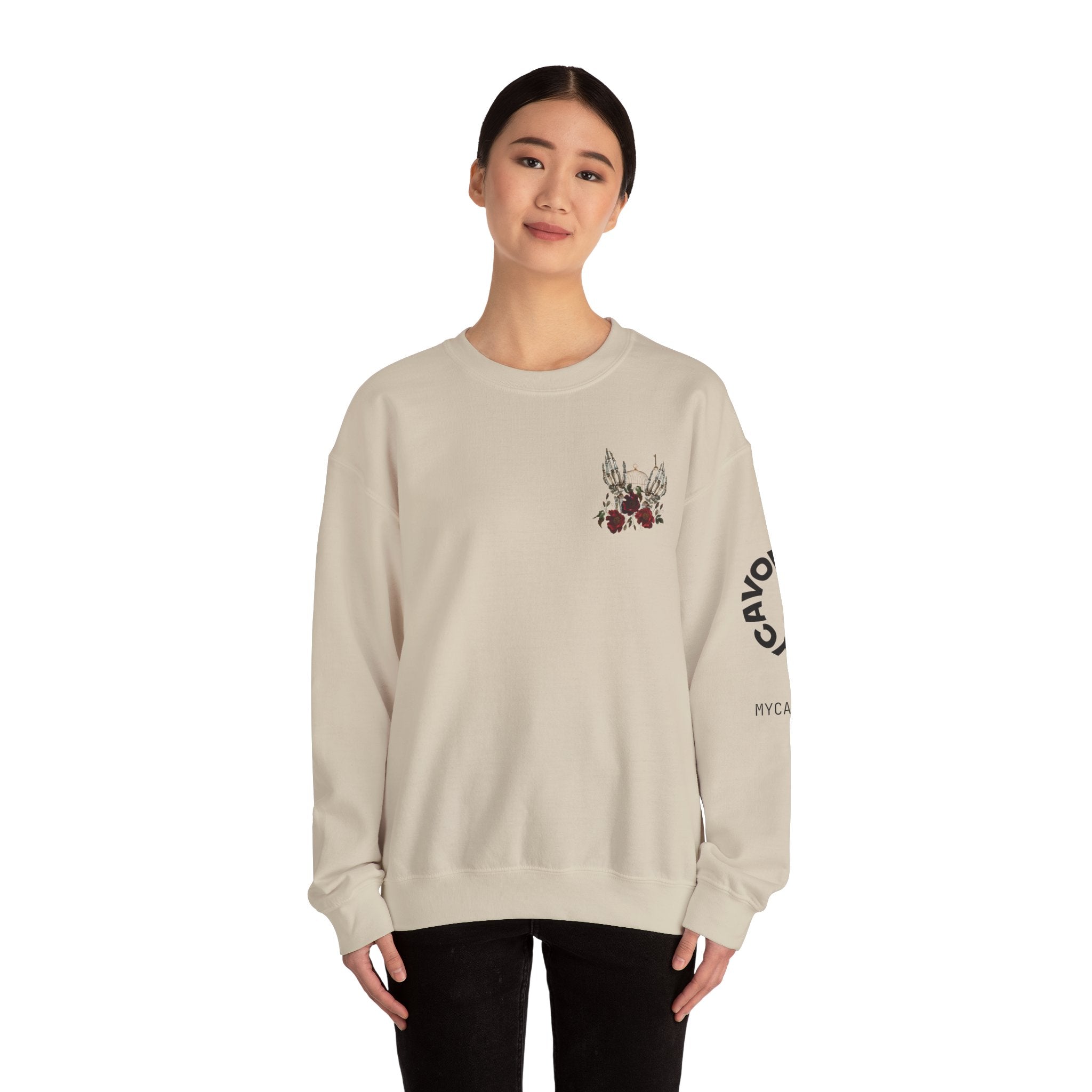 Edgy Floral Skeleton Crewneck Sweatshirt - Unisex Hoodie, Vintage Style Pullover, Boho Apparel, Alternative Fashion, Gift for Her
