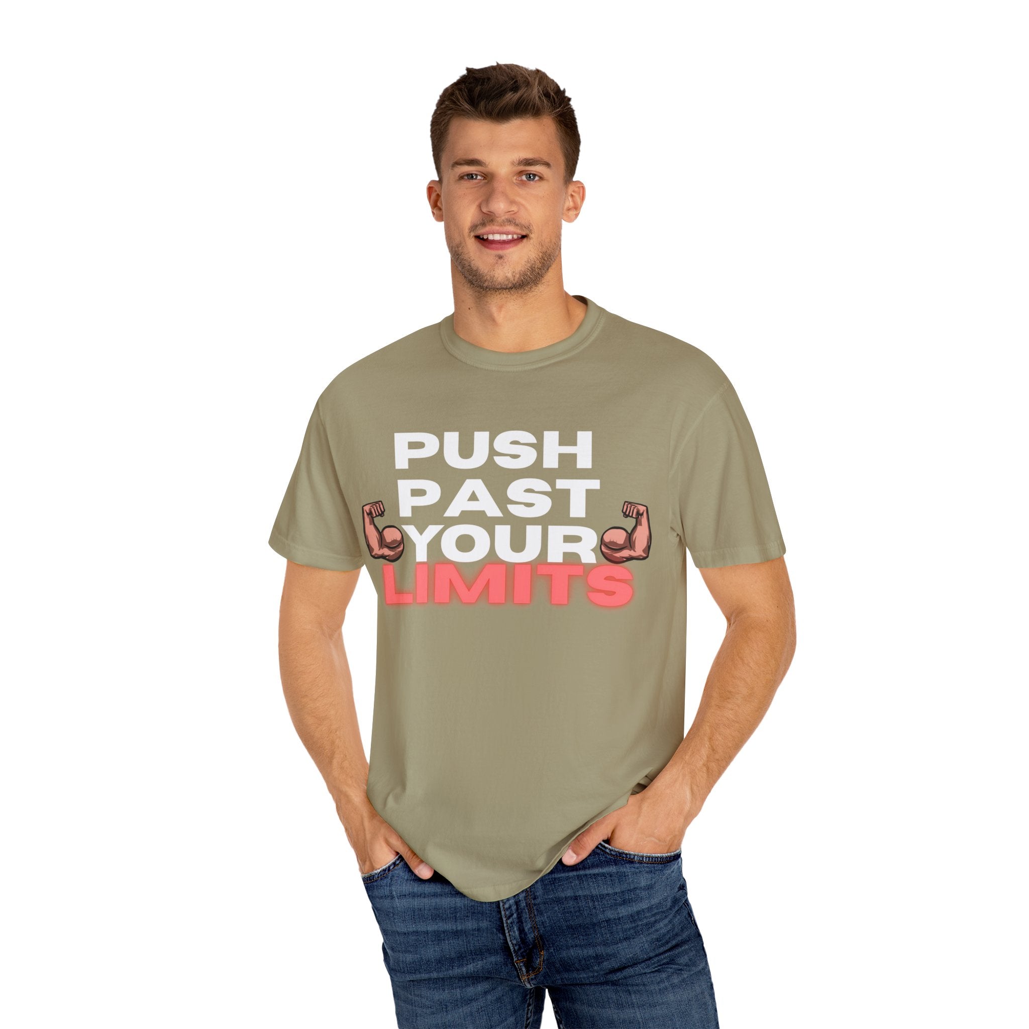 Unisex Motivational T-Shirt - "Push Past Your Limits" - Fitness Apparel, Workout Tee, Gym Wear, Gift for Him/Her, Inspirational Gift