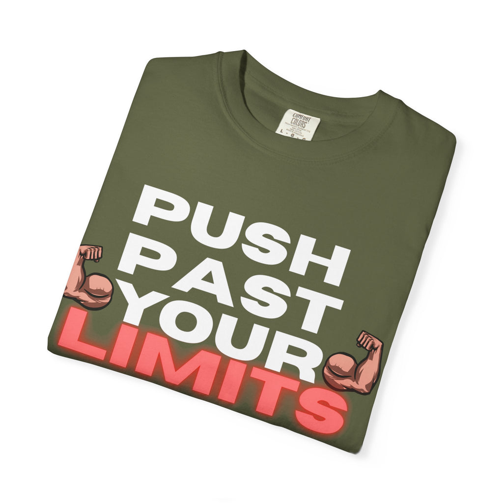 Unisex Motivational T-Shirt - "Push Past Your Limits" - Fitness Apparel, Workout Tee, Gym Wear, Gift for Him/Her, Inspirational Gift