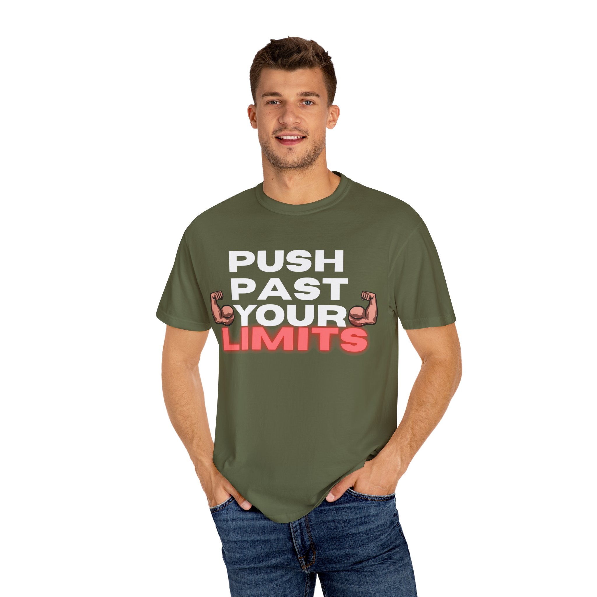 Unisex Motivational T-Shirt - "Push Past Your Limits" - Fitness Apparel, Workout Tee, Gym Wear, Gift for Him/Her, Inspirational Gift