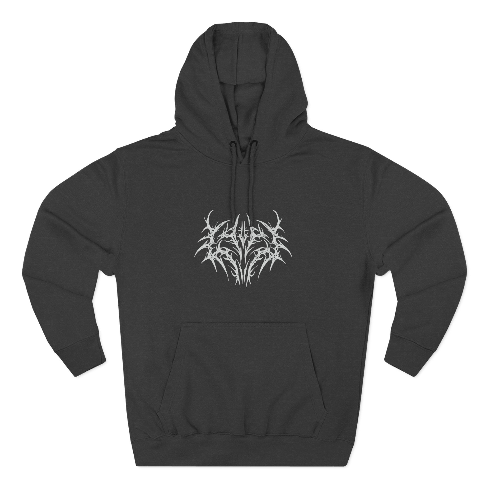 Gothic Three-Panel Fleece Hoodie, Cozy Sweatshirt, Alternative Wear, Cool Casual Style