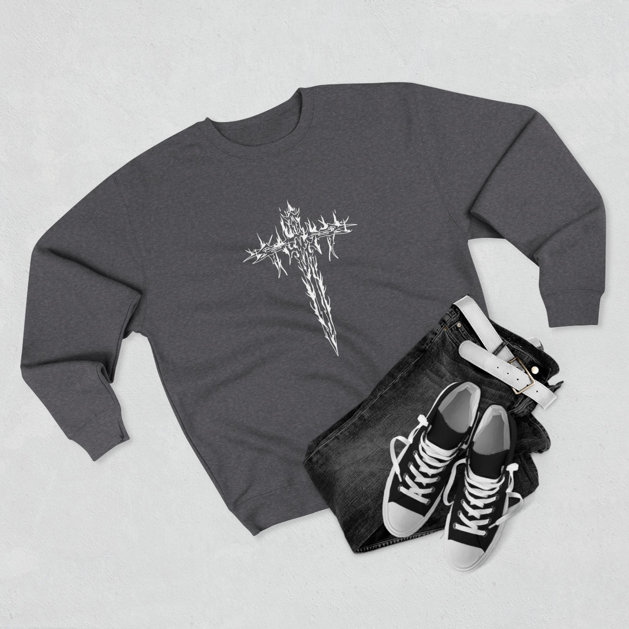 Gothic Graphic Sweatshirt, Unisex Streetwear, Edgy Apparel, Perfect for Concerts, Unique Gift for Him or Her, Casual Wear