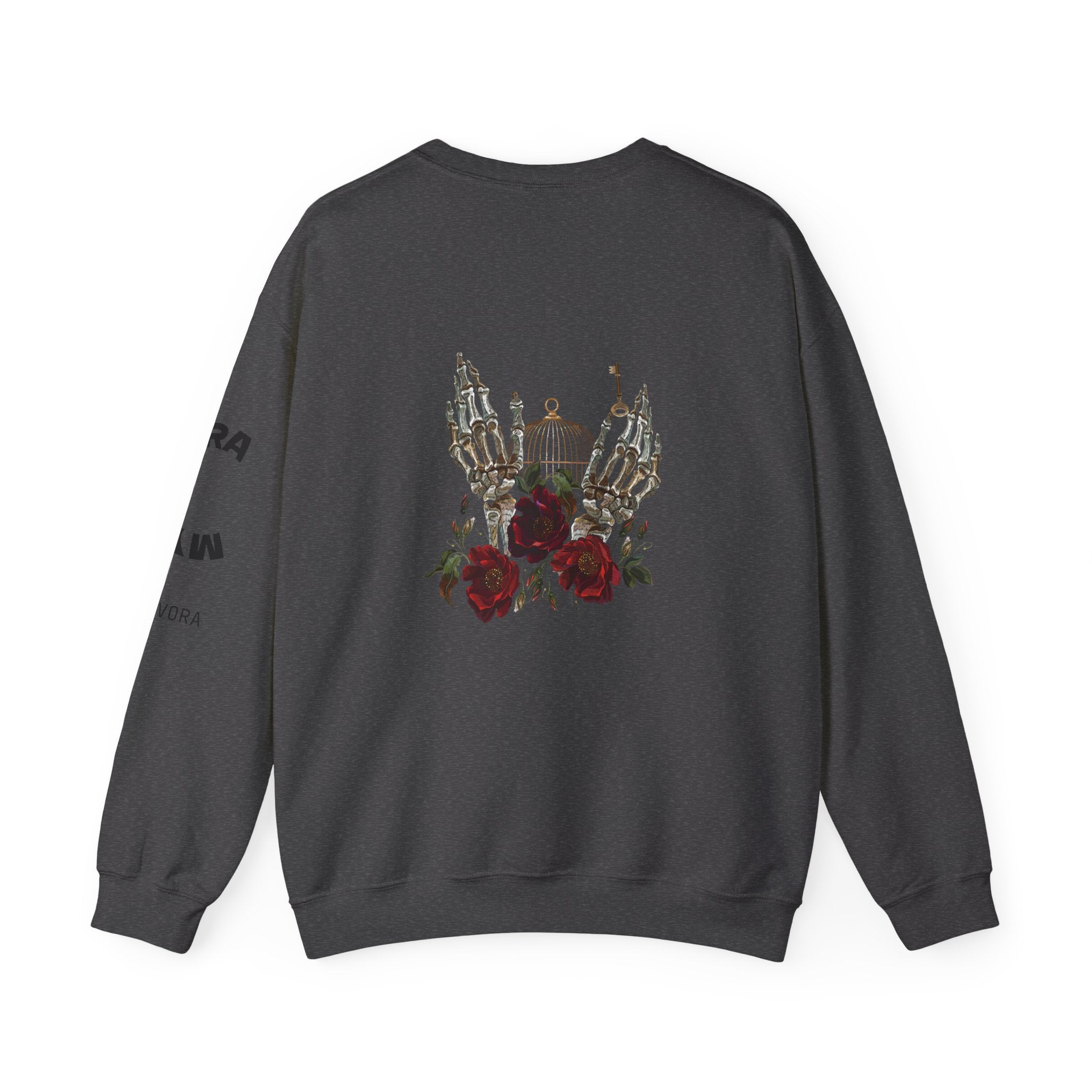 Edgy Floral Skeleton Crewneck Sweatshirt - Unisex Hoodie, Vintage Style Pullover, Boho Apparel, Alternative Fashion, Gift for Her