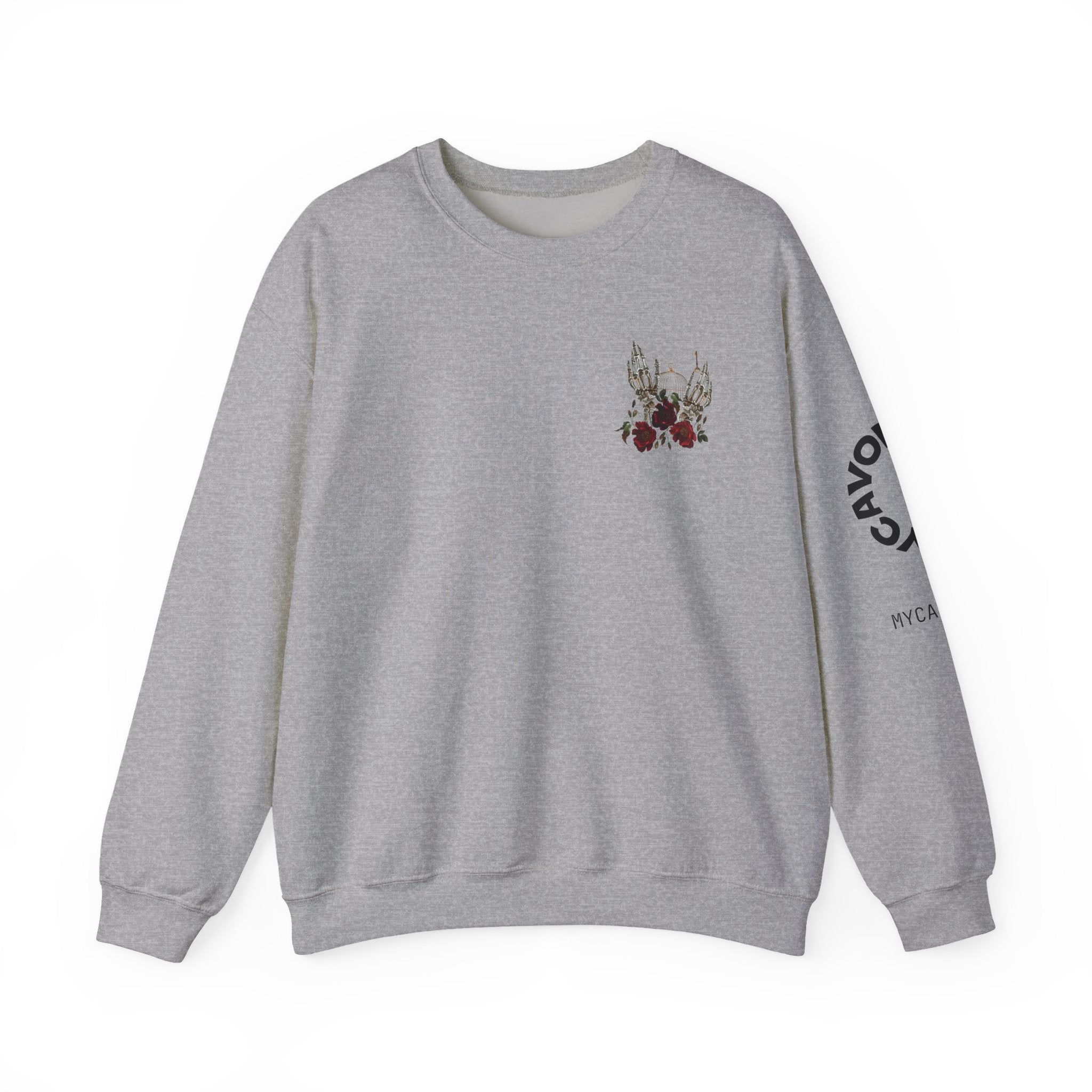 Edgy Floral Skeleton Crewneck Sweatshirt - Unisex Hoodie, Vintage Style Pullover, Boho Apparel, Alternative Fashion, Gift for Her
