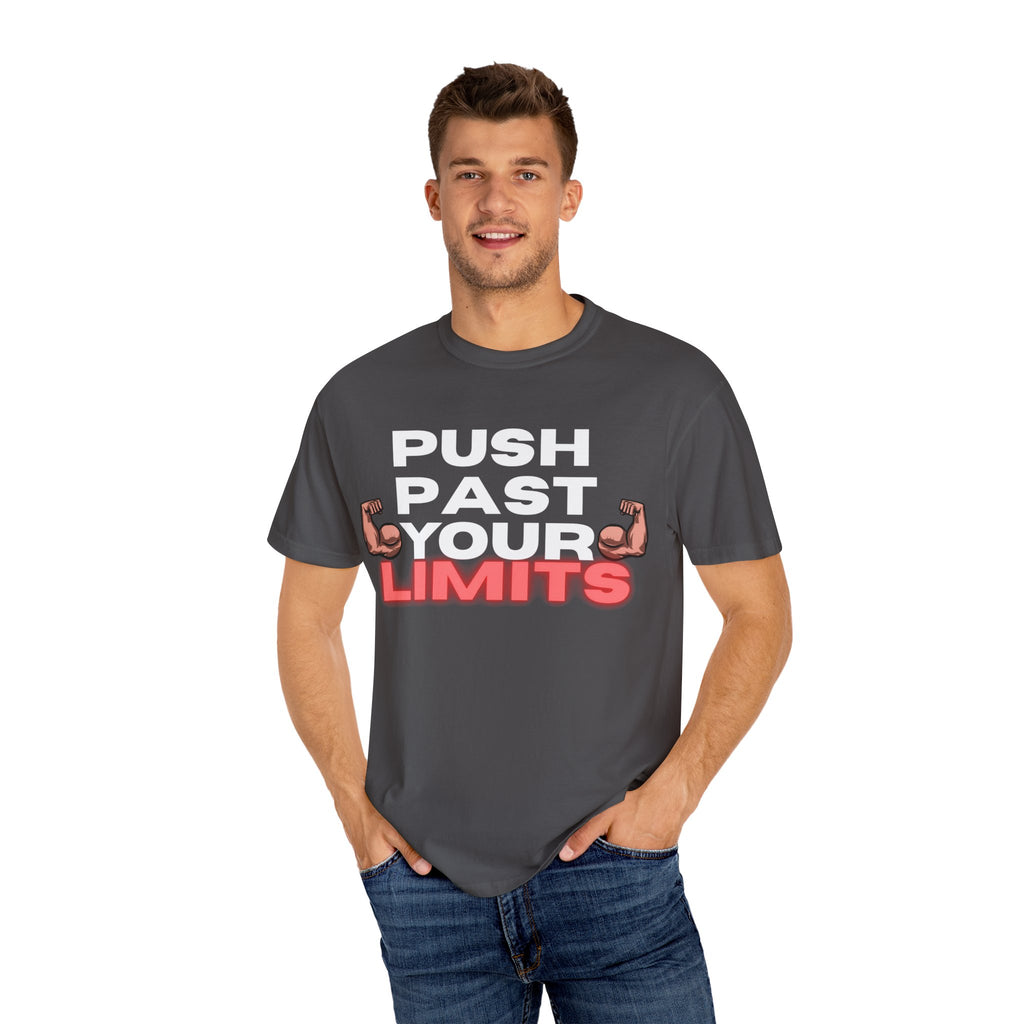 Unisex Motivational T-Shirt - "Push Past Your Limits" - Fitness Apparel, Workout Tee, Gym Wear, Gift for Him/Her, Inspirational Gift