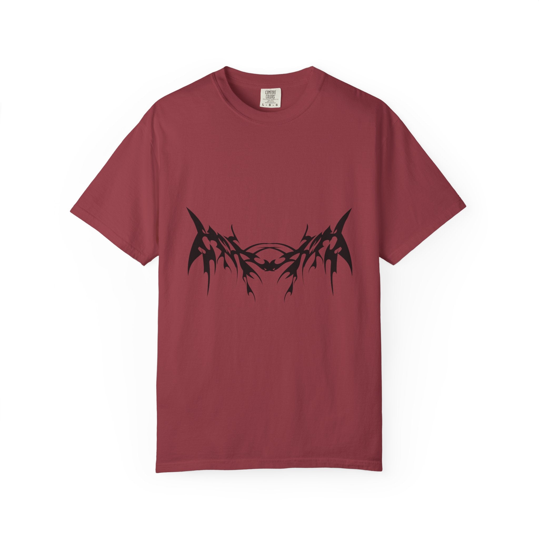 Unisex Garment-Dyed Graphic T-Shirt with Bold Gothic Tribal Design | Casual Wear, Streetwear, Men’s Fashion, Gift for Him, Music Festival T-shirt