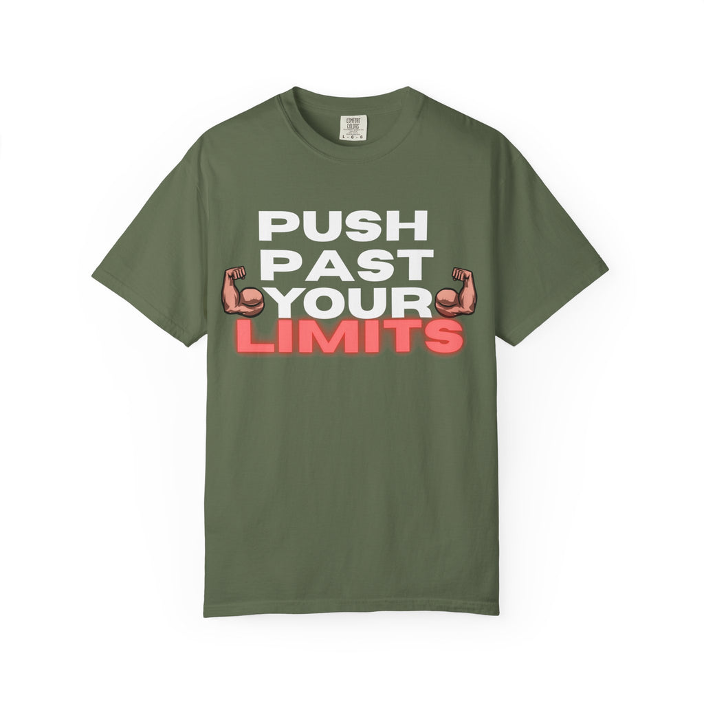 Unisex Motivational T-Shirt - "Push Past Your Limits" - Fitness Apparel, Workout Tee, Gym Wear, Gift for Him/Her, Inspirational Gift