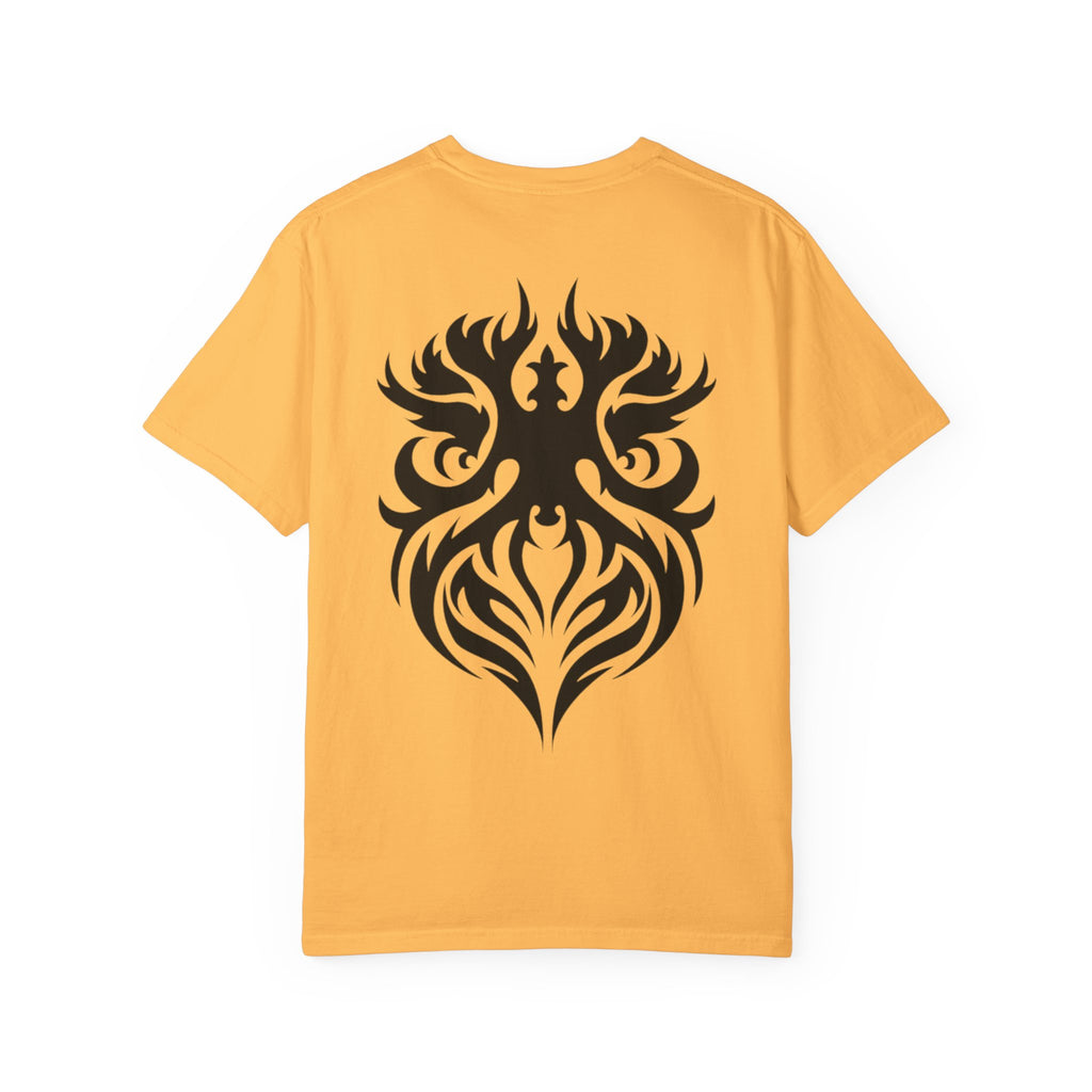 Unisex Garment-Dyed Graphic T-Shirt with Bold Gothic Tribal Design | Casual Wear, Streetwear, Men’s Fashion, Gift for Him, Music Festival T-shirt