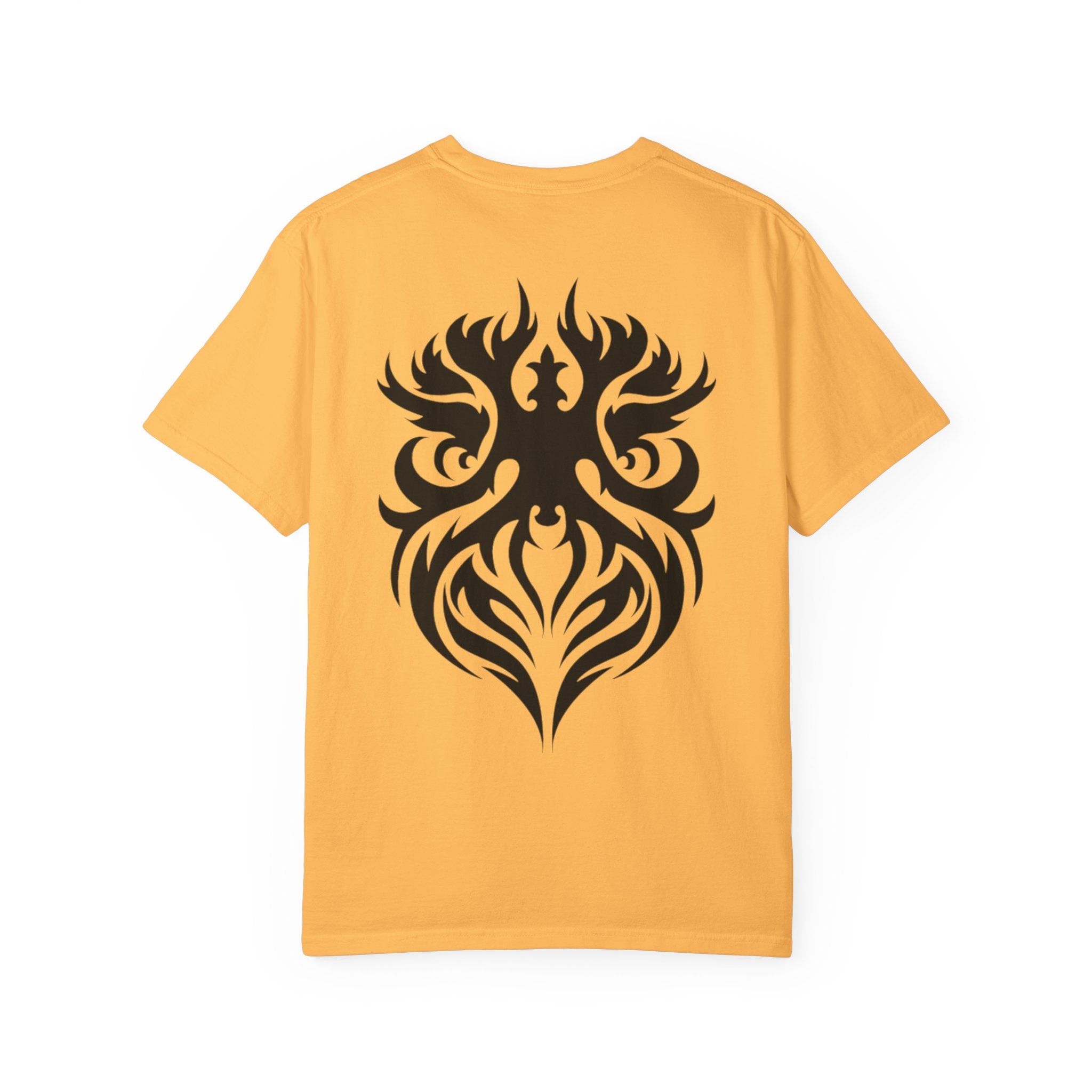 Unisex Garment-Dyed Graphic T-Shirt with Bold Gothic Tribal Design | Casual Wear, Streetwear, Men’s Fashion, Gift for Him, Music Festival T-shirt