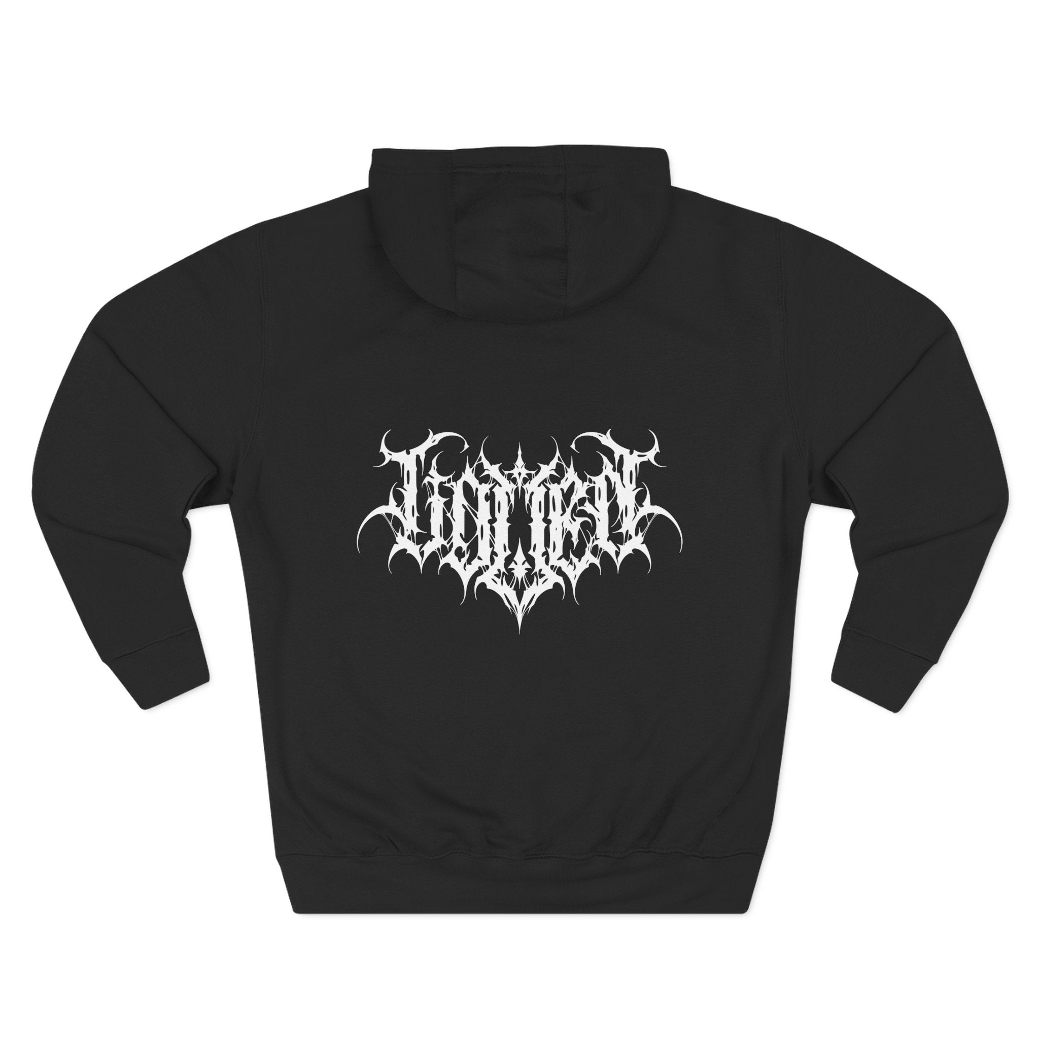 Gothic Three-Panel Fleece Hoodie, Cozy Sweatshirt, Alternative Wear, Cool Casual Style