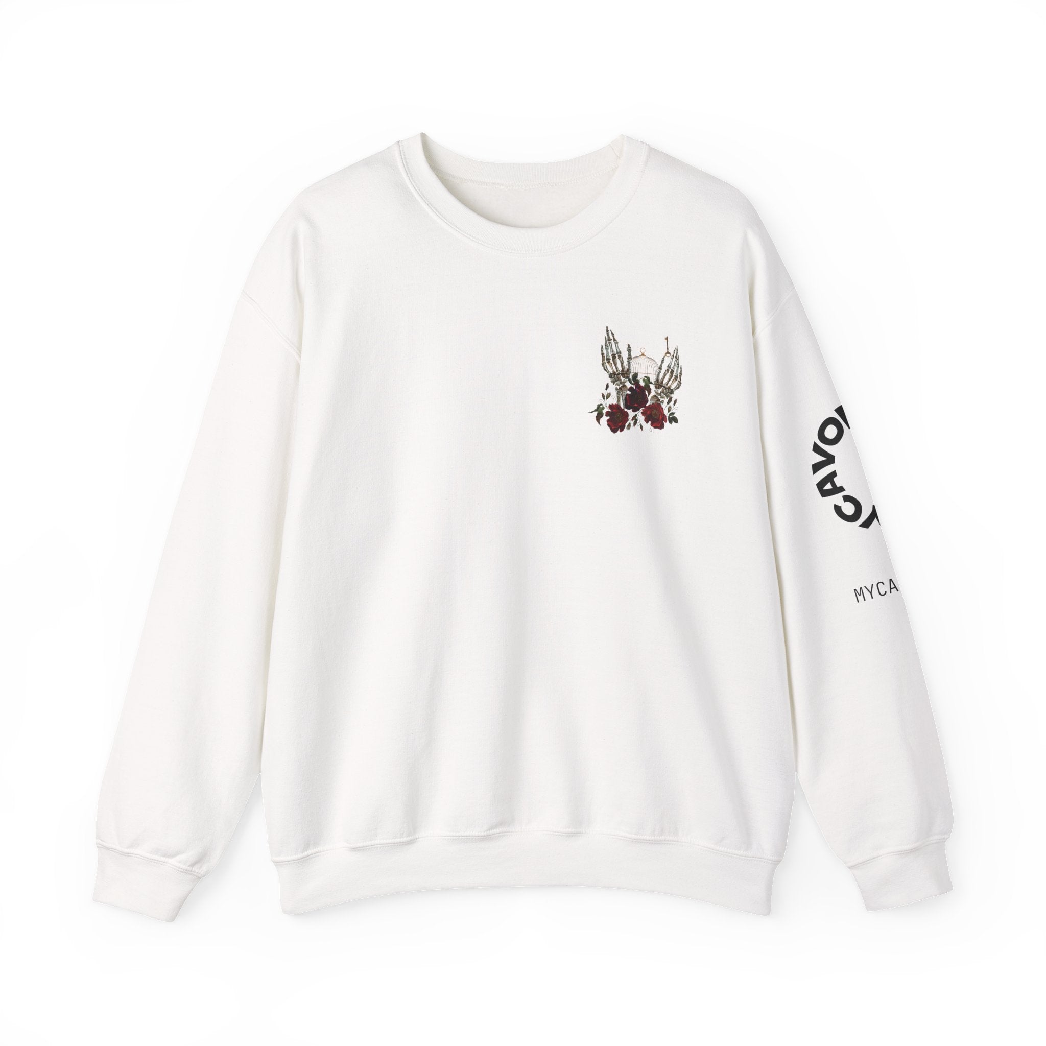 Edgy Floral Skeleton Crewneck Sweatshirt - Unisex Hoodie, Vintage Style Pullover, Boho Apparel, Alternative Fashion, Gift for Her
