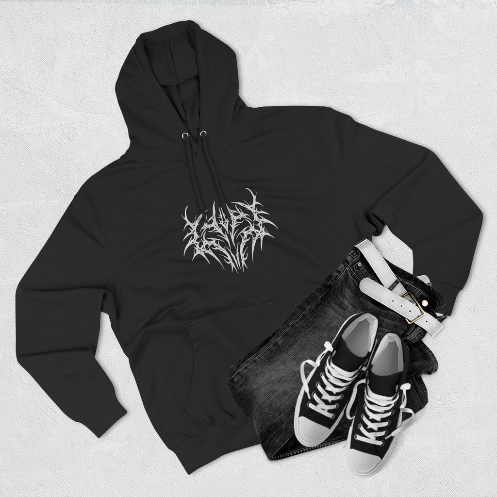 Gothic Three-Panel Fleece Hoodie, Cozy Sweatshirt, Alternative Wear, Cool Casual Style