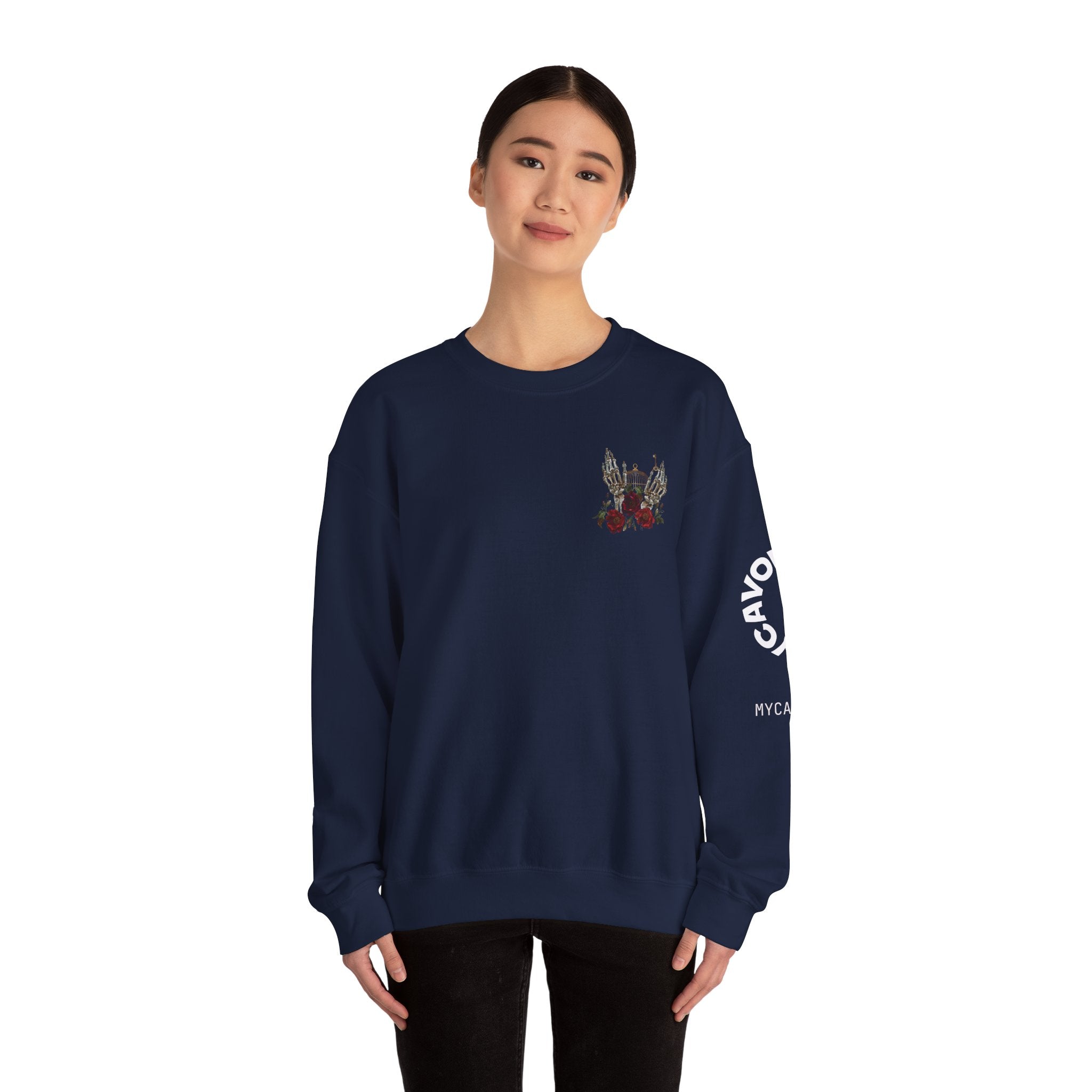 Edgy Floral Skeleton Crewneck Sweatshirt - Unisex Hoodie, Vintage Style Pullover, Boho Apparel, Alternative Fashion, Gift for Her